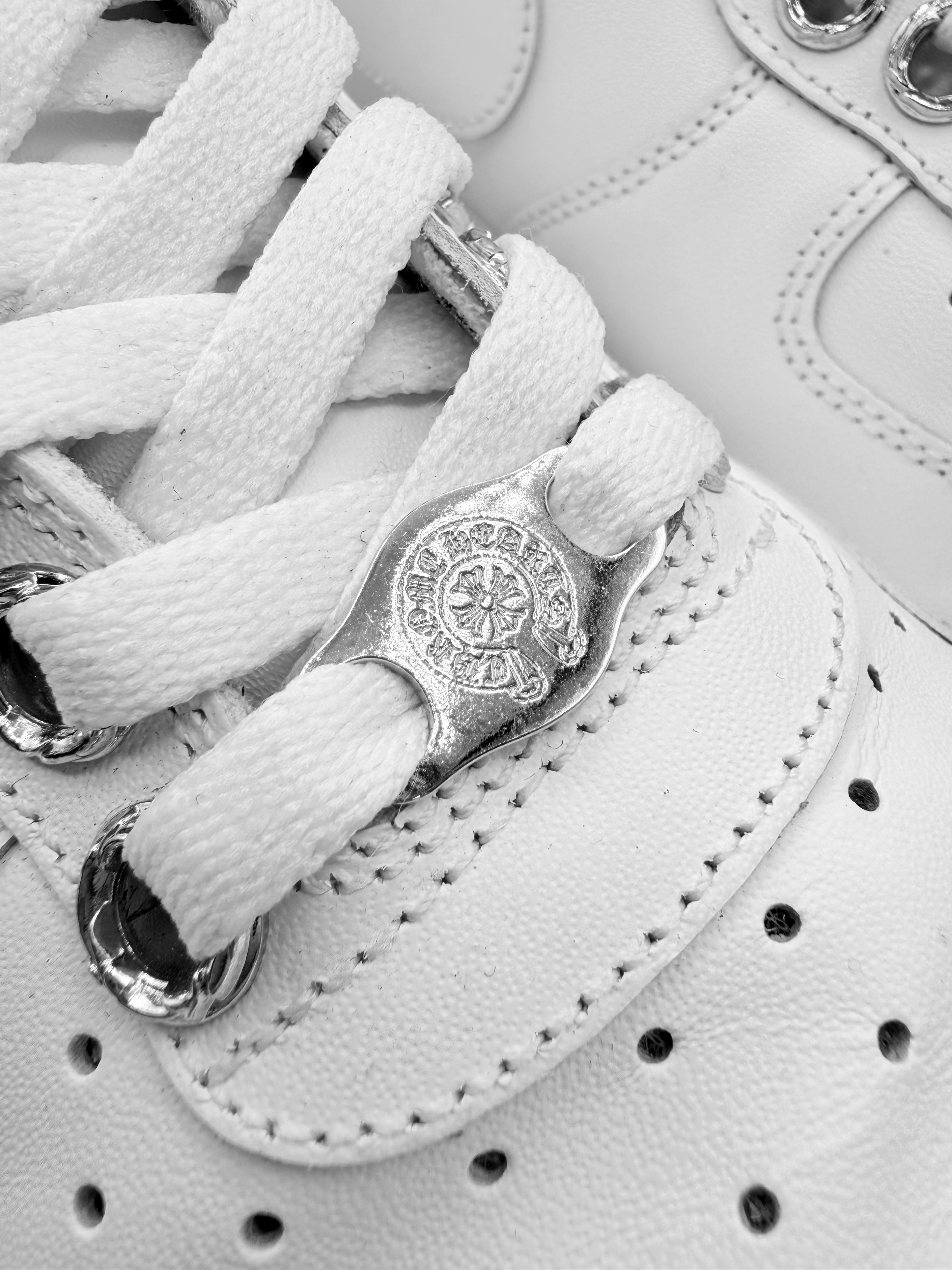 Chrome Hearts x Nike Air Force 1 White .925 Silver Dagger Sneakers