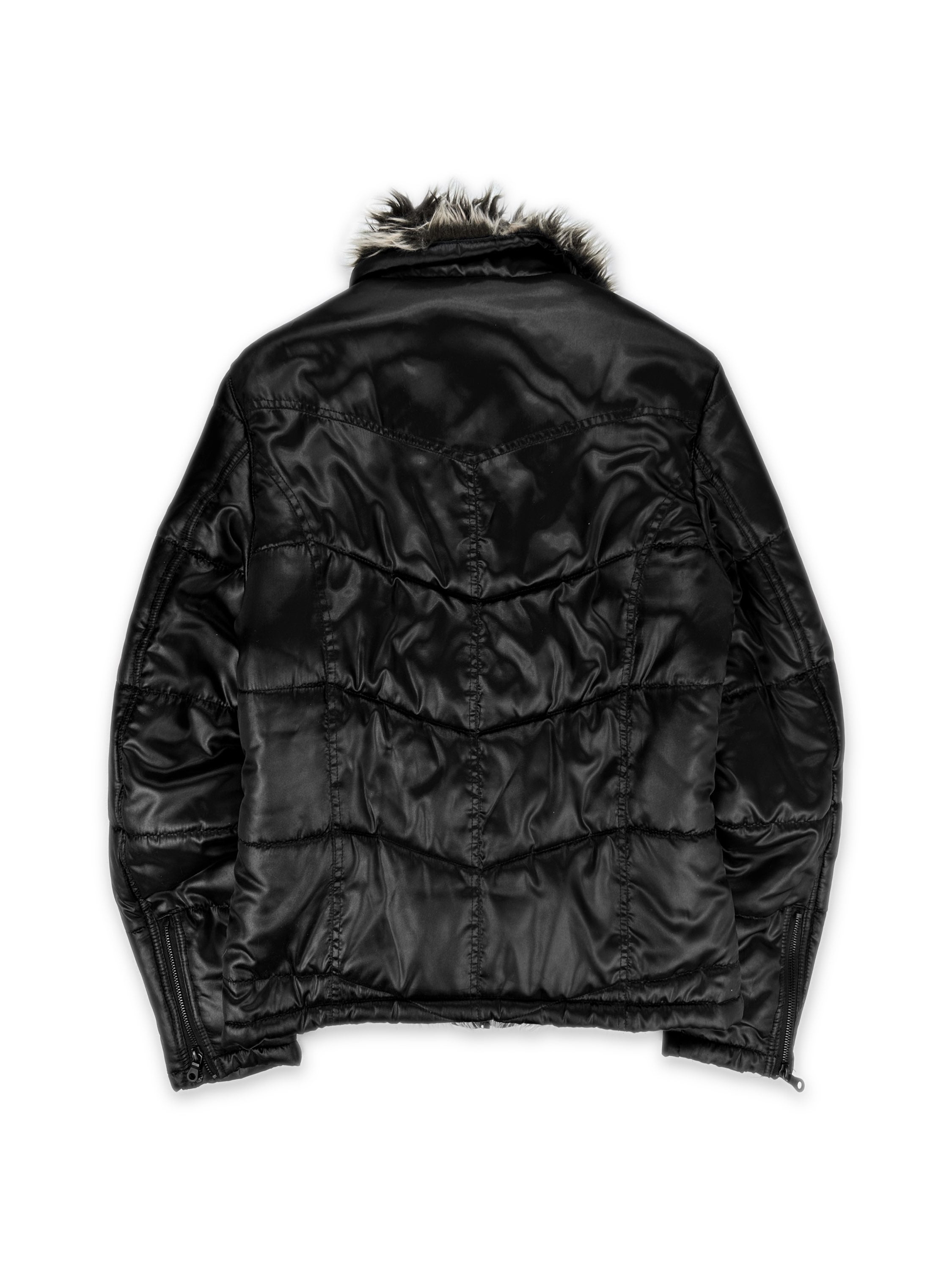 Semantic Design Fur Lined Black Down Fill Puffer Jacket