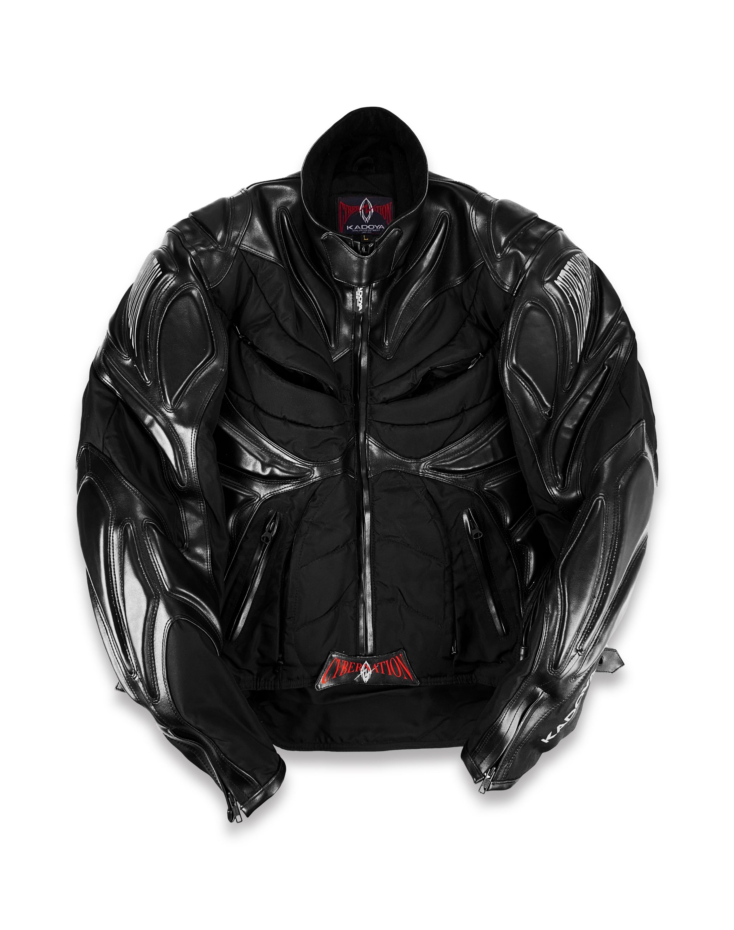 90s Kadoya ‘Cybernation’ Geometric PVC Leather Biker Jacket