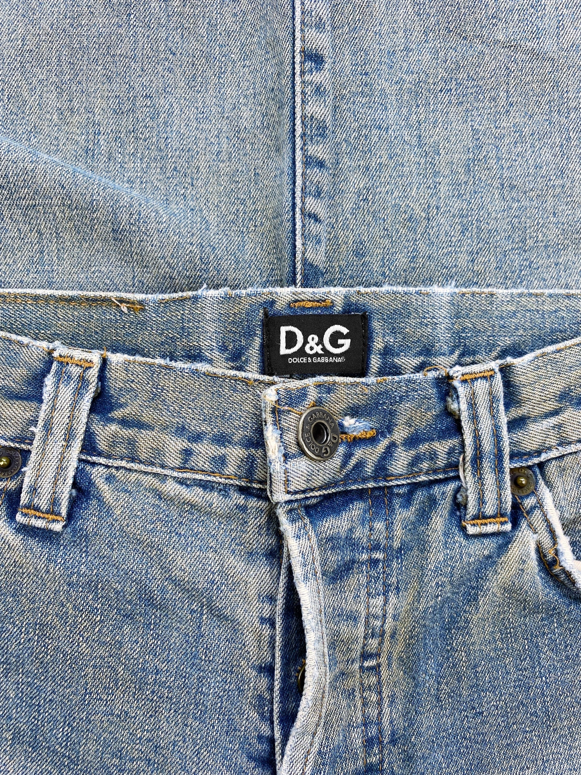 Dolce & Gabbana Light Wash Distressed 5 Pocket Denim Jeans