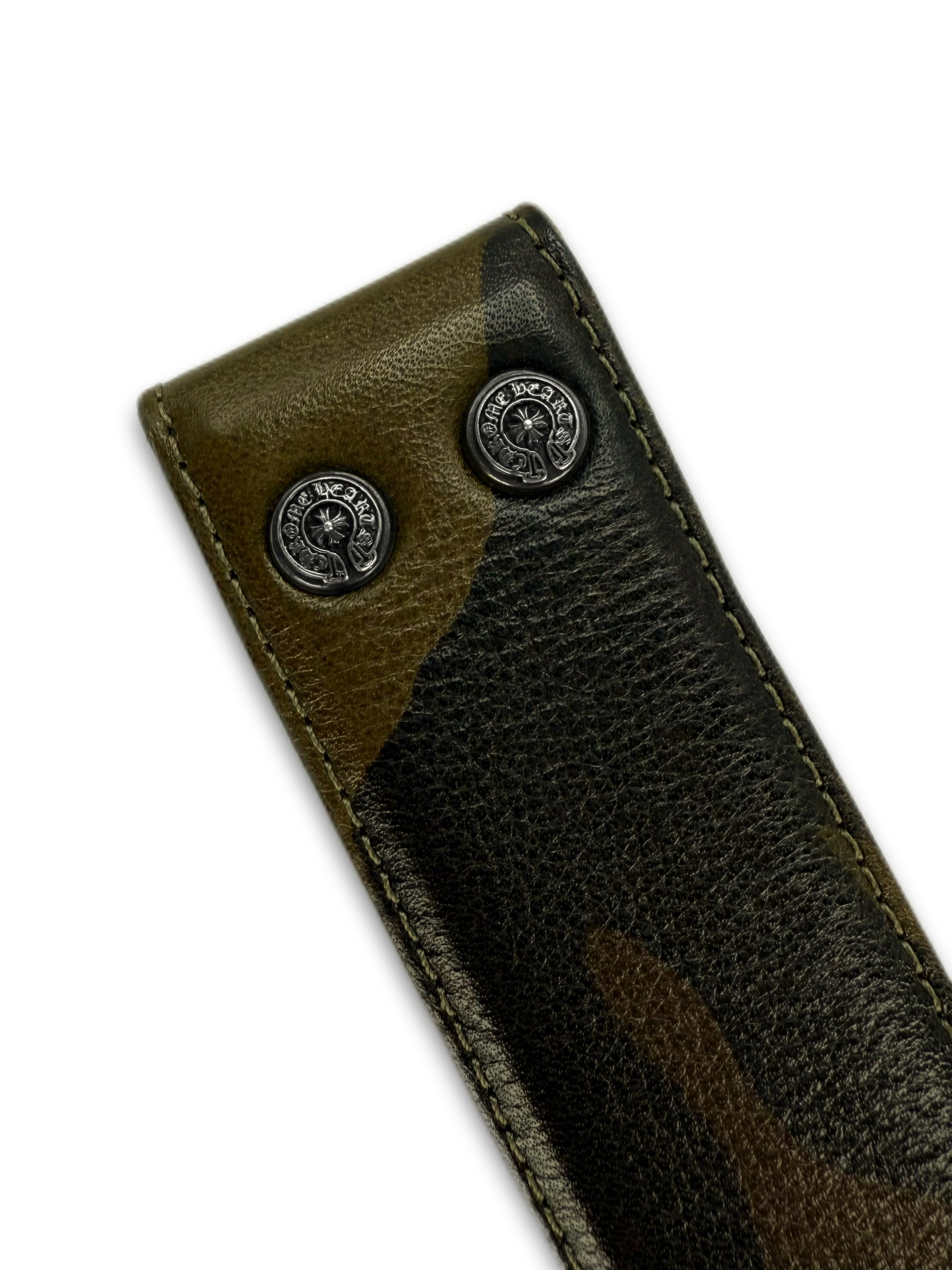 Chrome Hearts ‘Camouflage’ Green / Brown Leather Belt