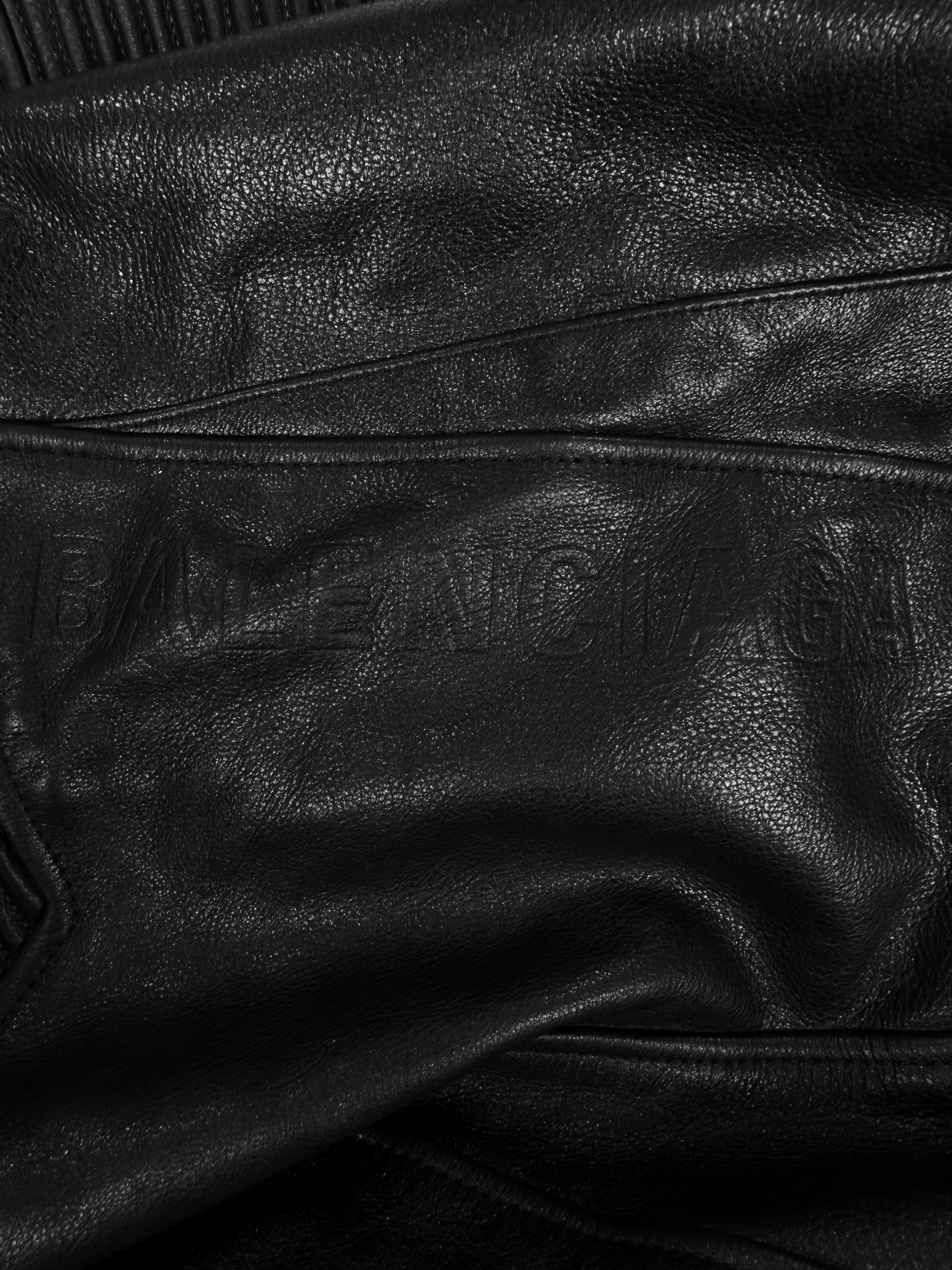 SS23 Balenciaga ‘Mud Show’ Black Leather Ribbed Moto Pants