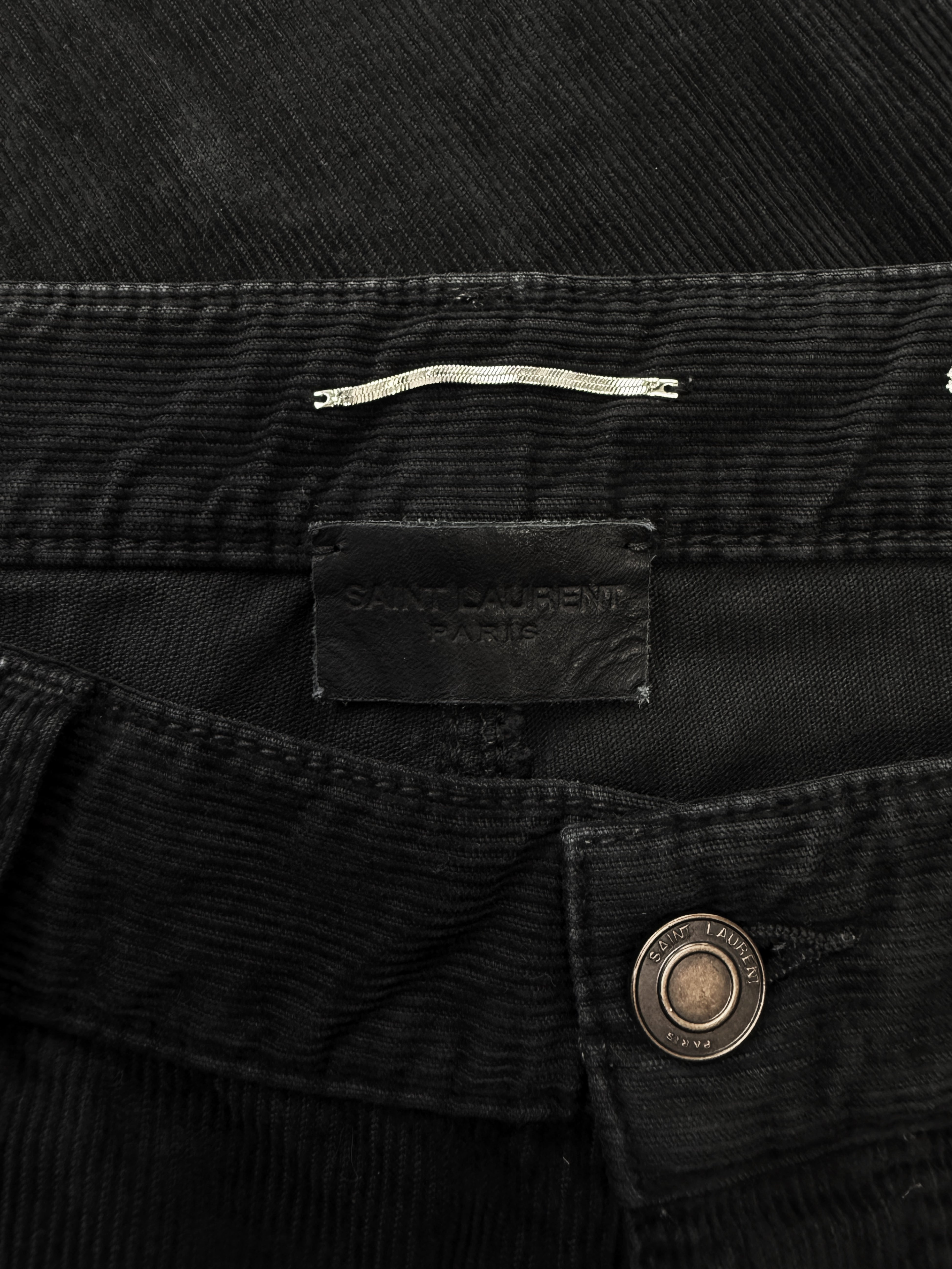 Saint Laurent Paris D02 Black Corduroy Boot Cut Pants