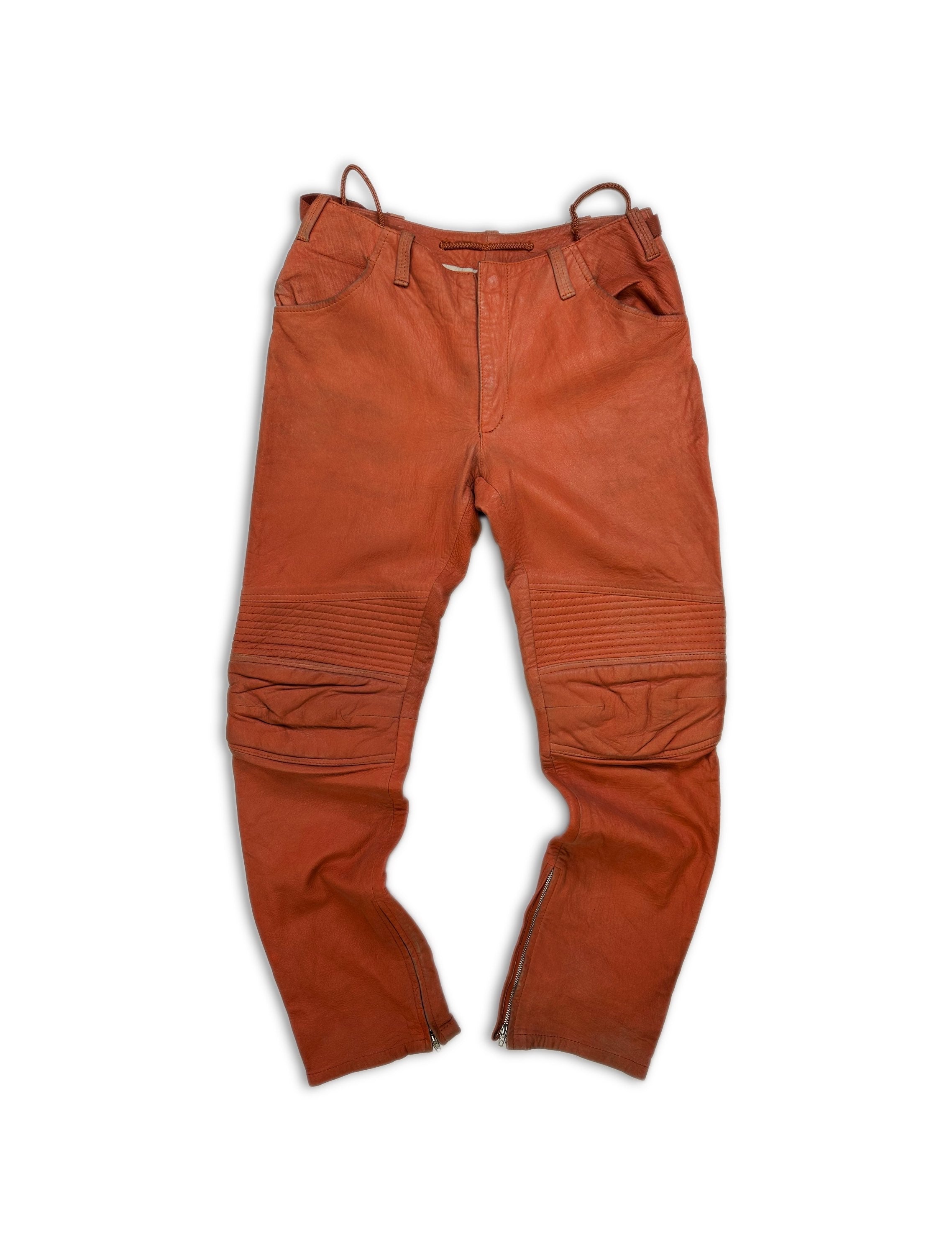 AW98 Helmut Lang ‘Astro’ Safety Orange Leather Biker Pants