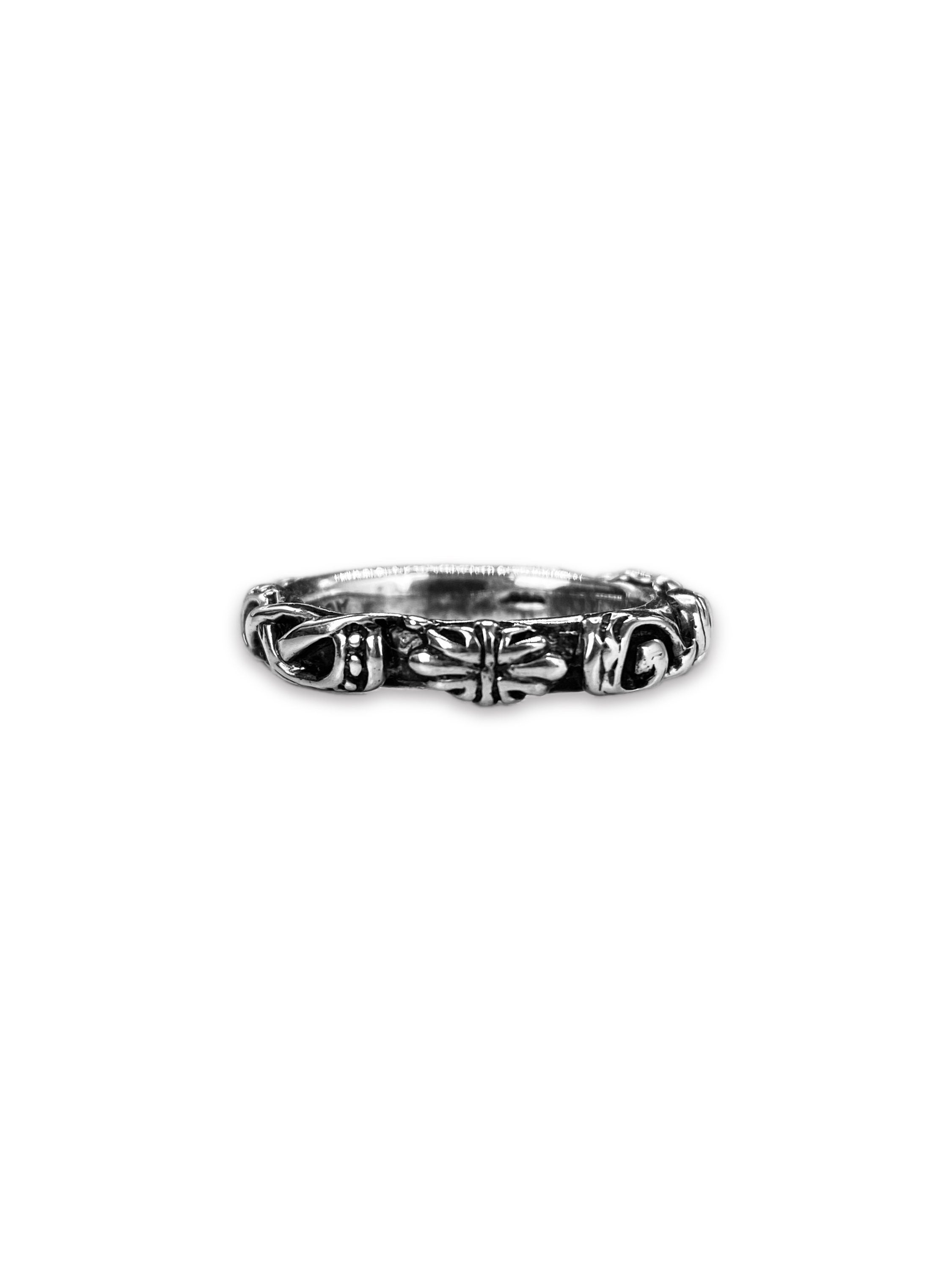 90s A&amp;G Rock ‘n Roll Couture .925 Silver Etched Ring