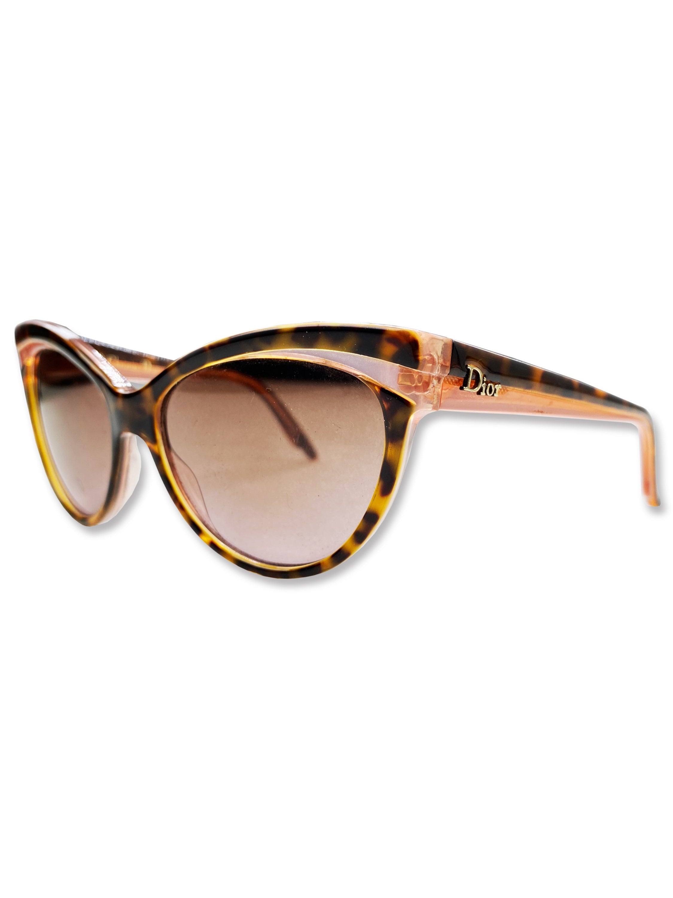 Dior Rose Tint Metallic Logo Cat Eye Glasses