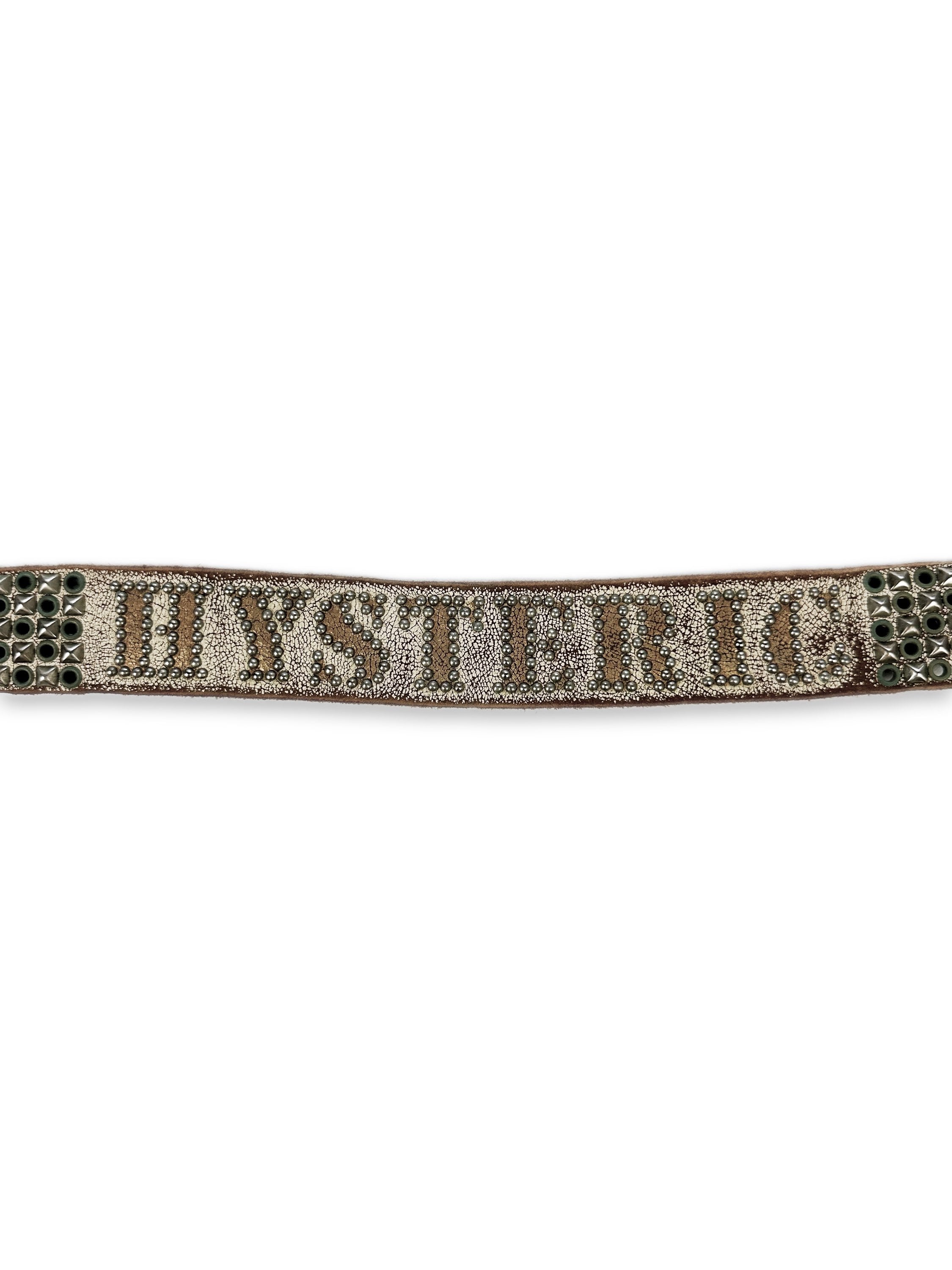 00s Hysteric Glamour Studded Spellout Silver Leather Belt