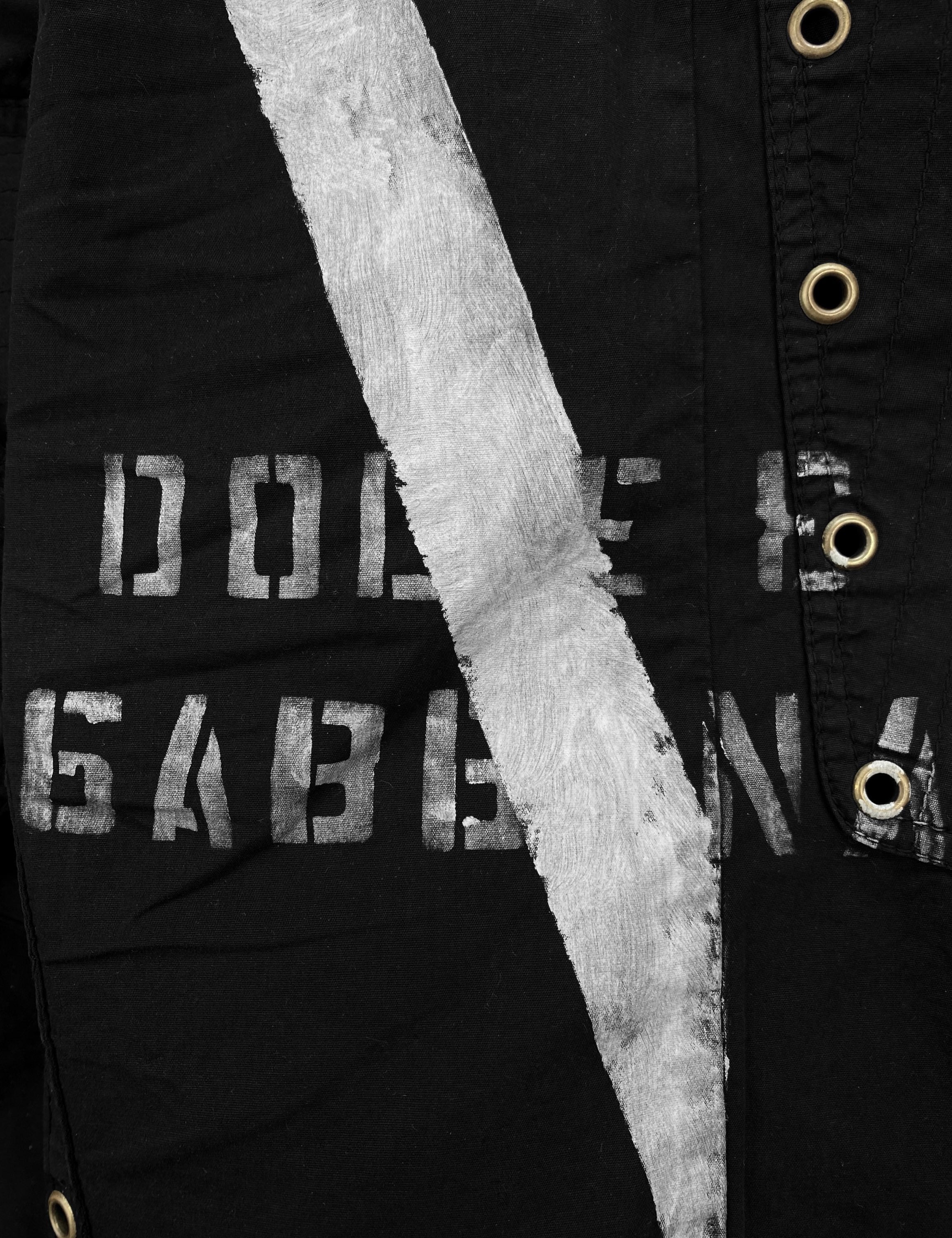 SS02 Dolce &amp; Gabbana 3D Reinforced Black Painted Cargo Pants