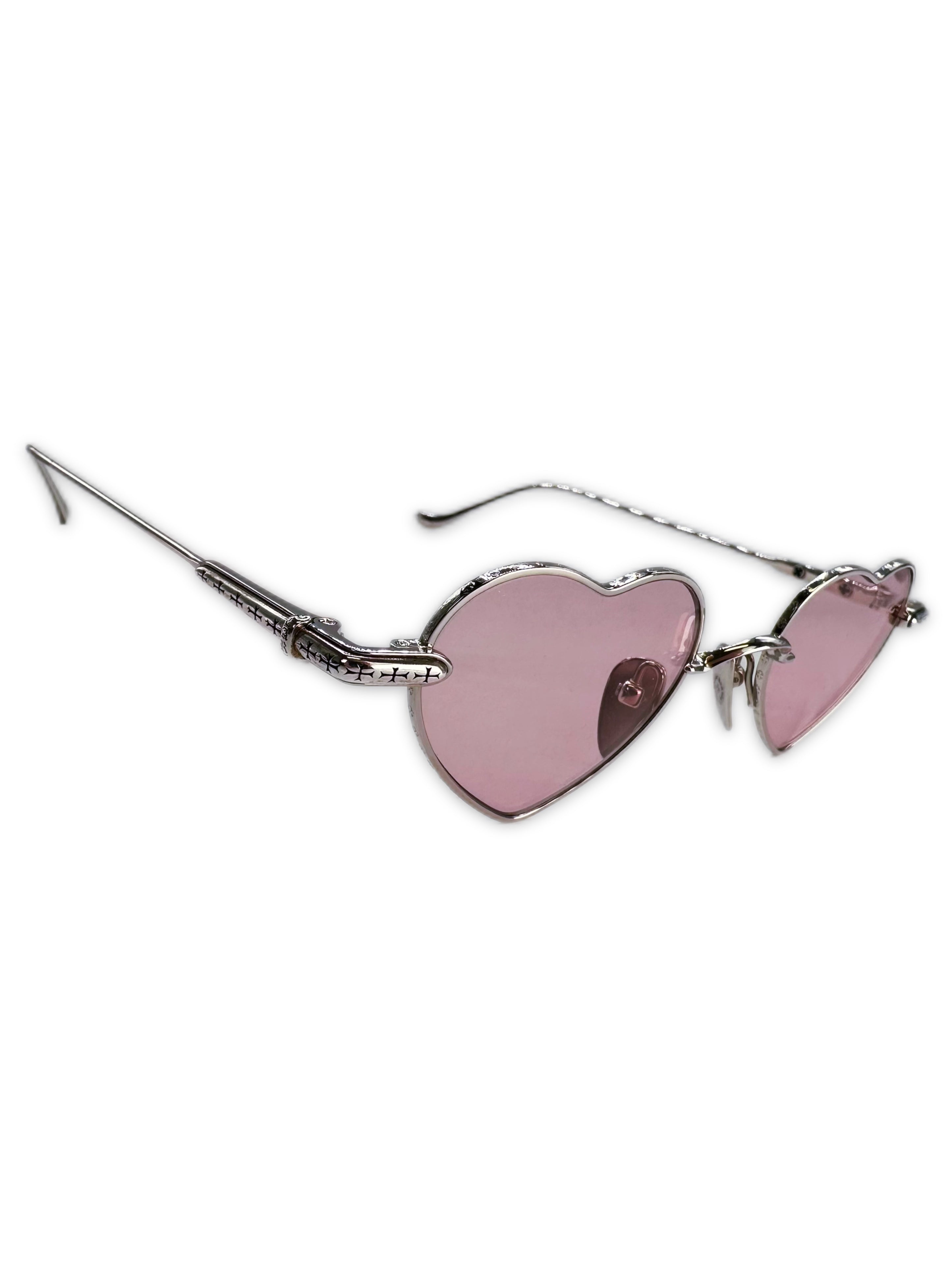 Chrome Hearts ‘Bean’ Pink Tint Heart Sunglasses + Cheetah Case
