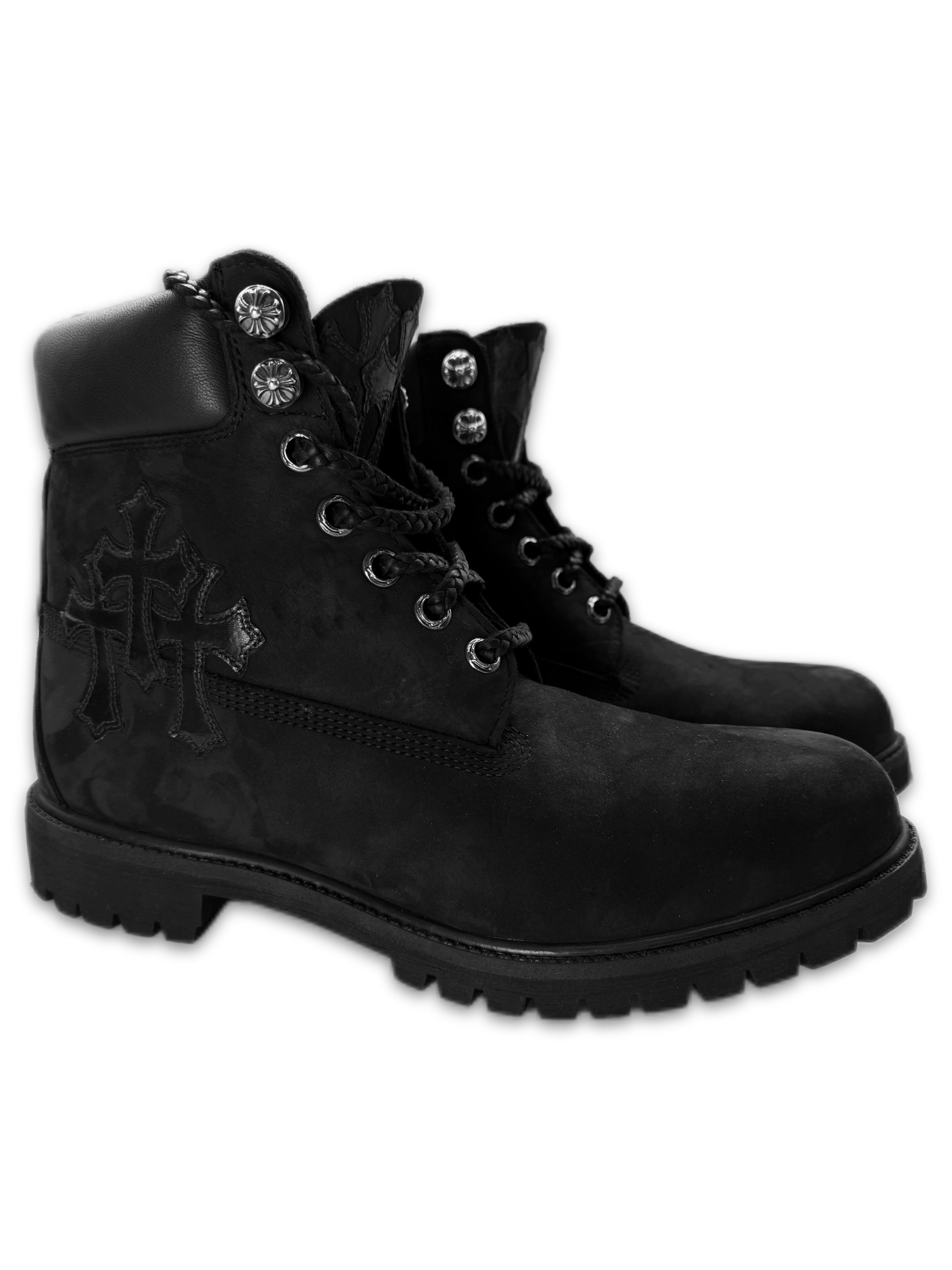 Chrome Hearts x Timberland Triple Cross Patch Black Suede Boots