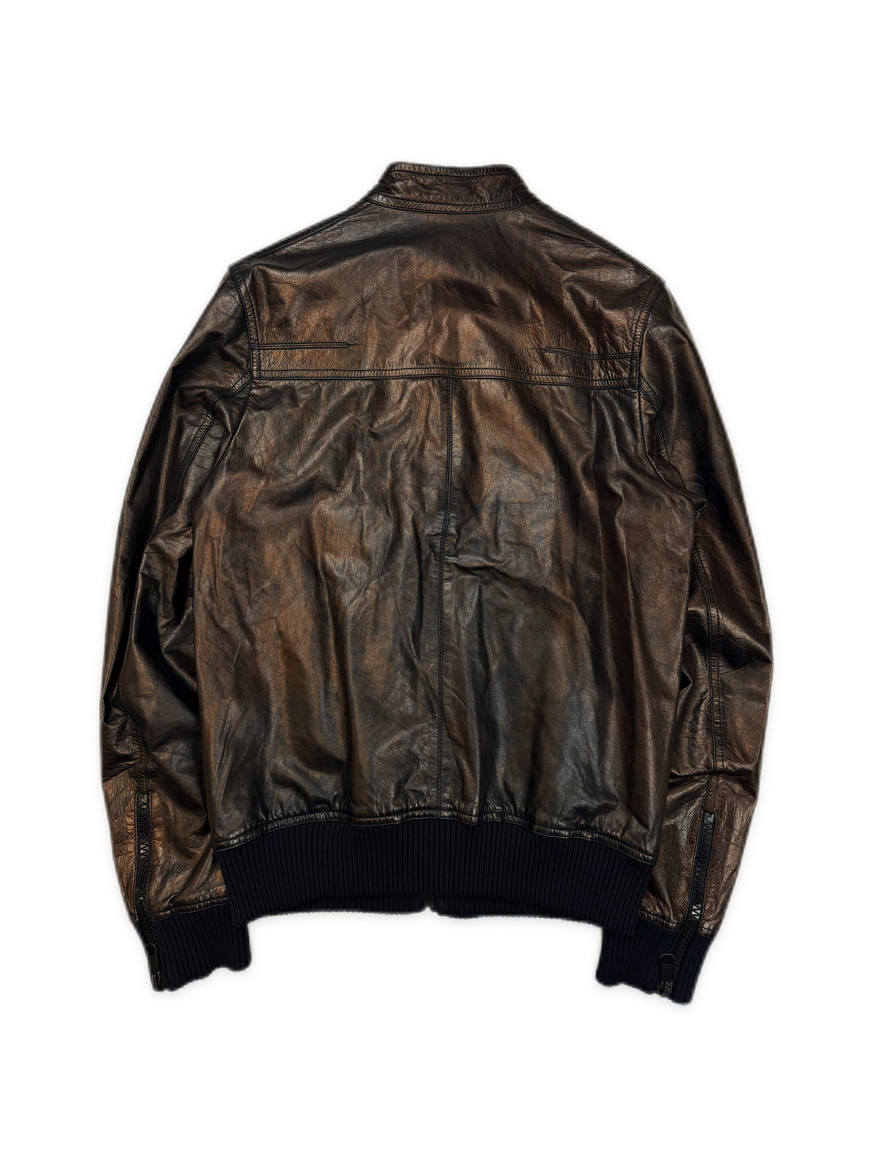 SS09 Dior Homme Bronze Leather Multi Zip KVA Leather Jacket