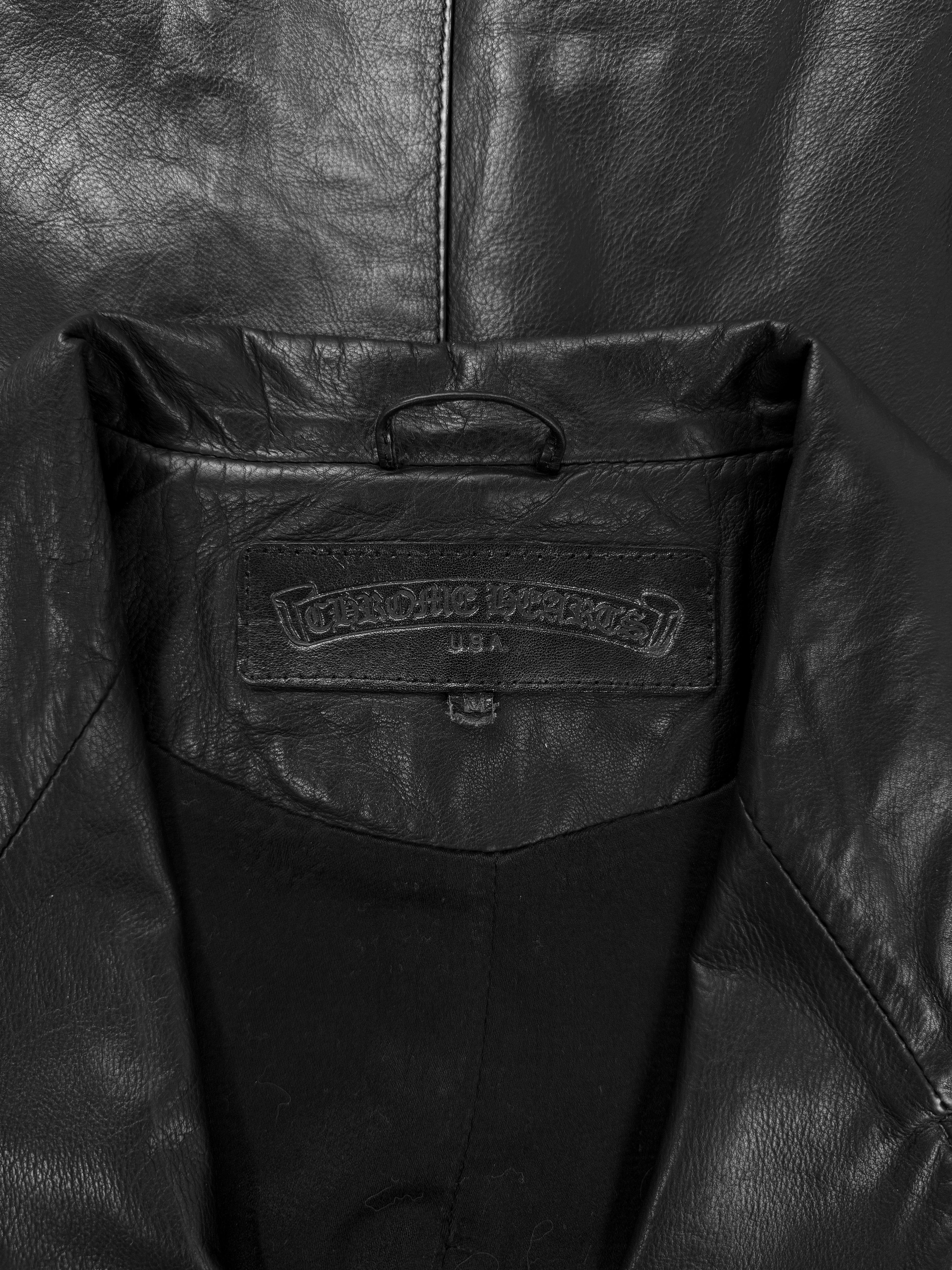 Chrome Hearts 22 Leather Cross Patch Flooded Dagger Zip Blazer Jacket