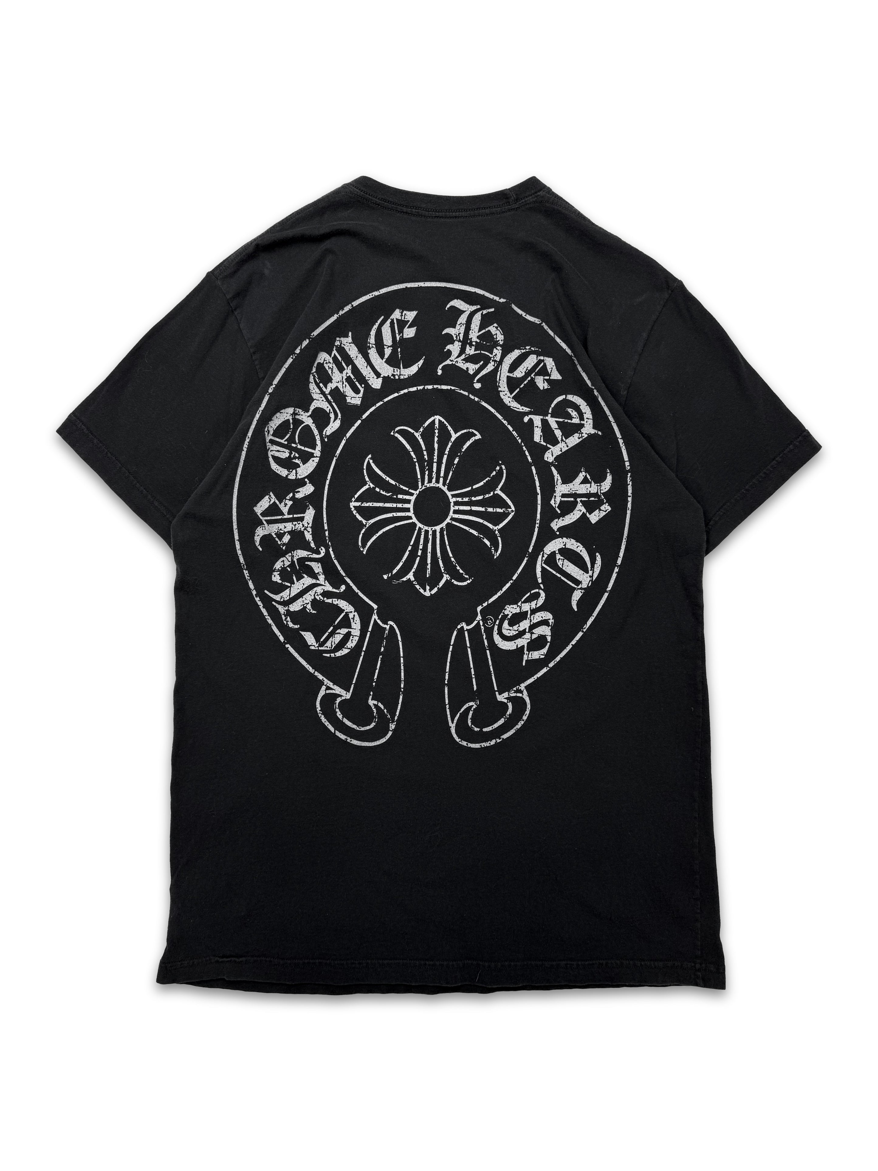 Chrome Hearts Silver Horse Shoe Logo Black T-Shirt