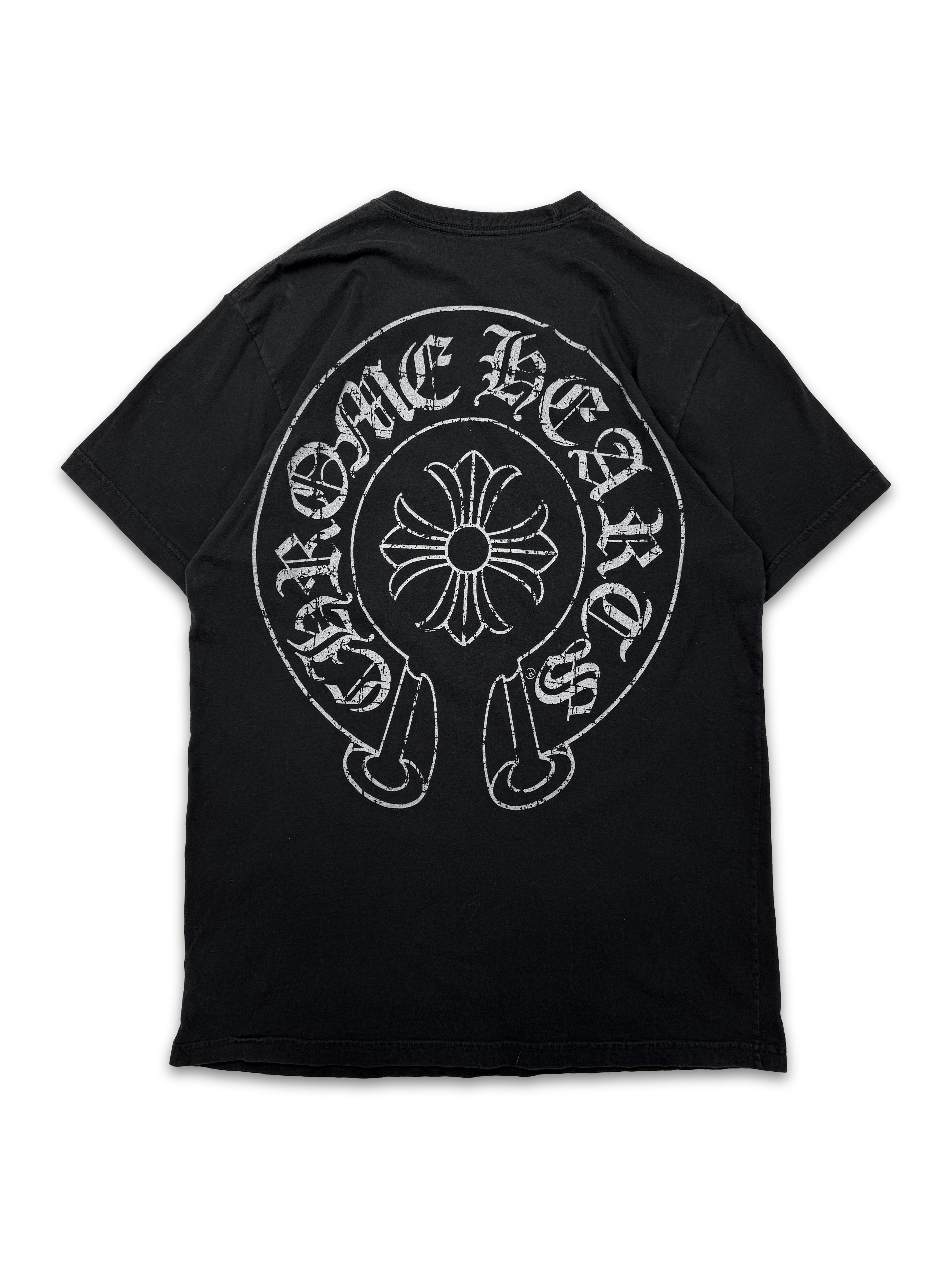 Chrome Hearts Silver Horse Shoe Logo Black T-Shirt