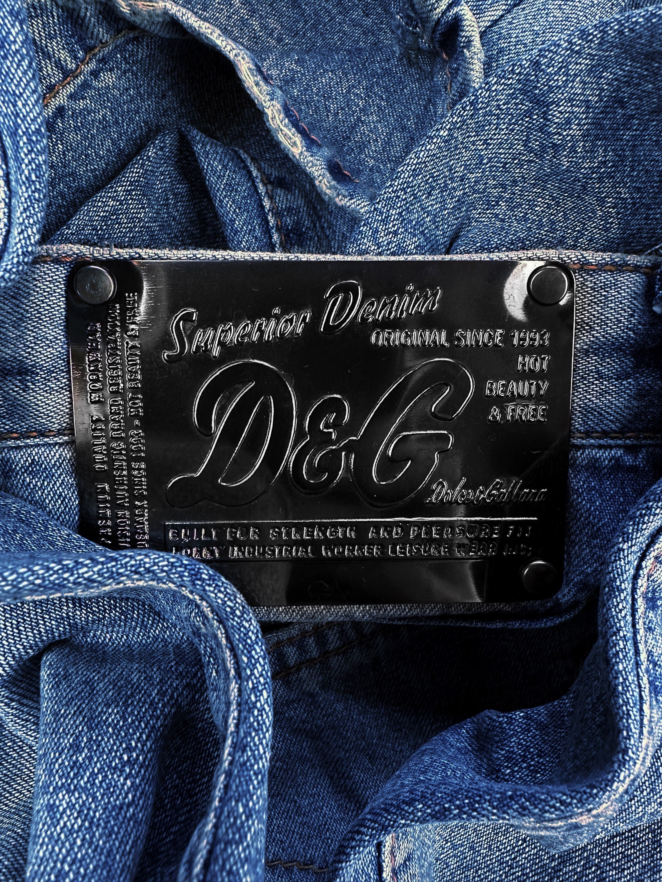 00s Dolce & Gabbana Light Wash Distressed Heavy Weight Denim