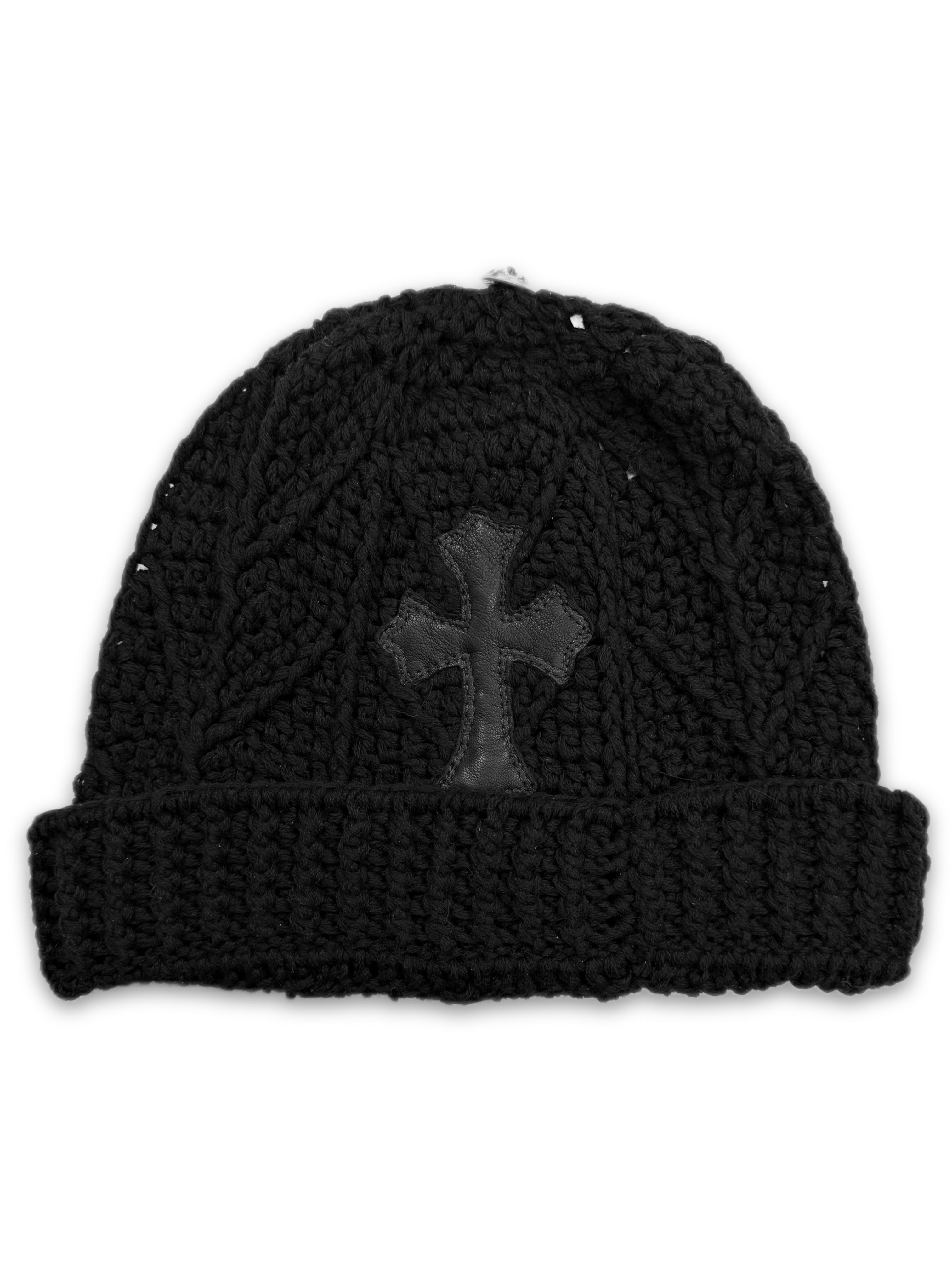 Chrome Hearts Leather Cross Patch Cashmere Knitted Beanie