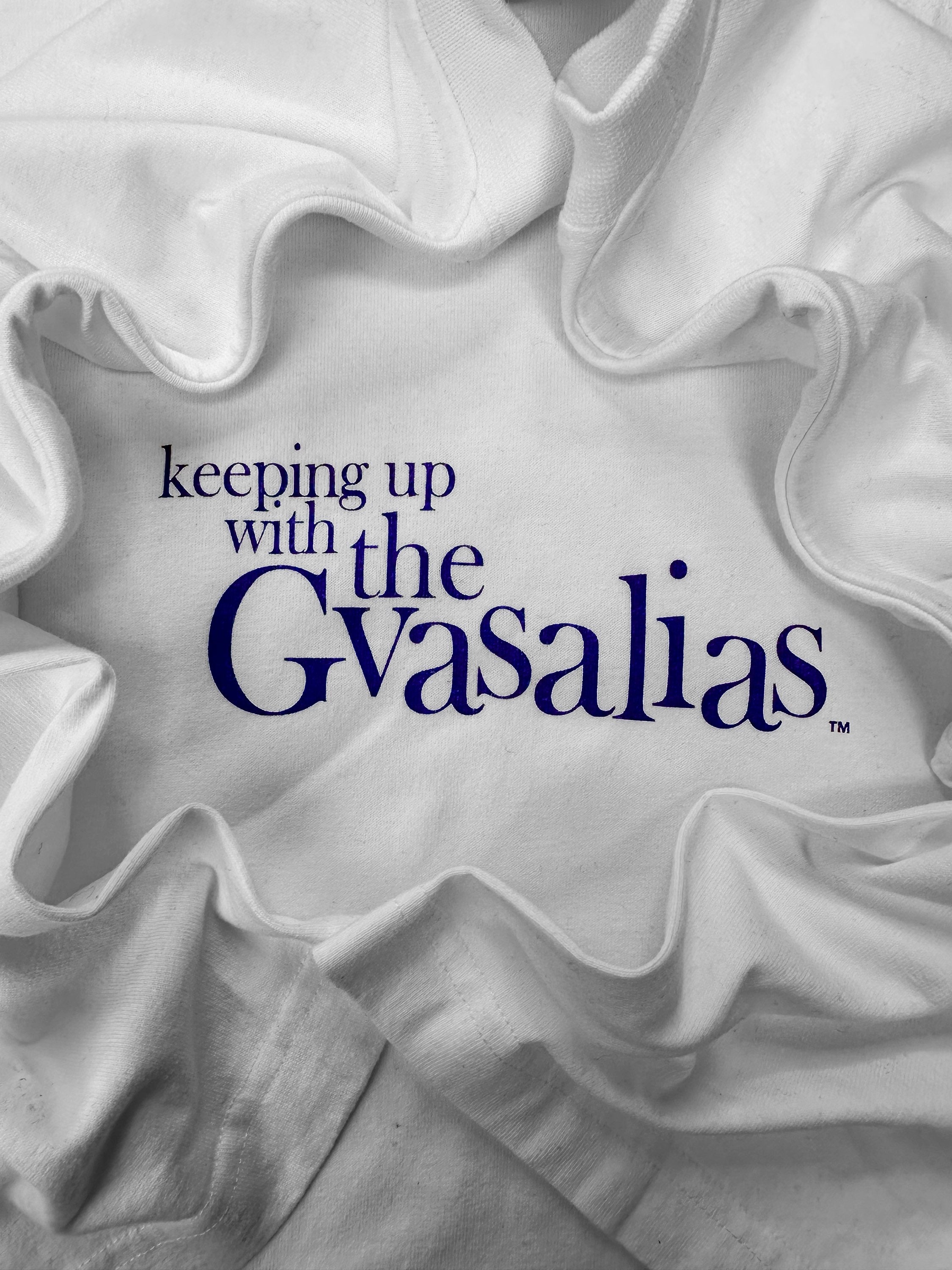 Vêtements ‘Keeping Up with the Gvaslia’s’ White Oversized Slogan T-Shirt