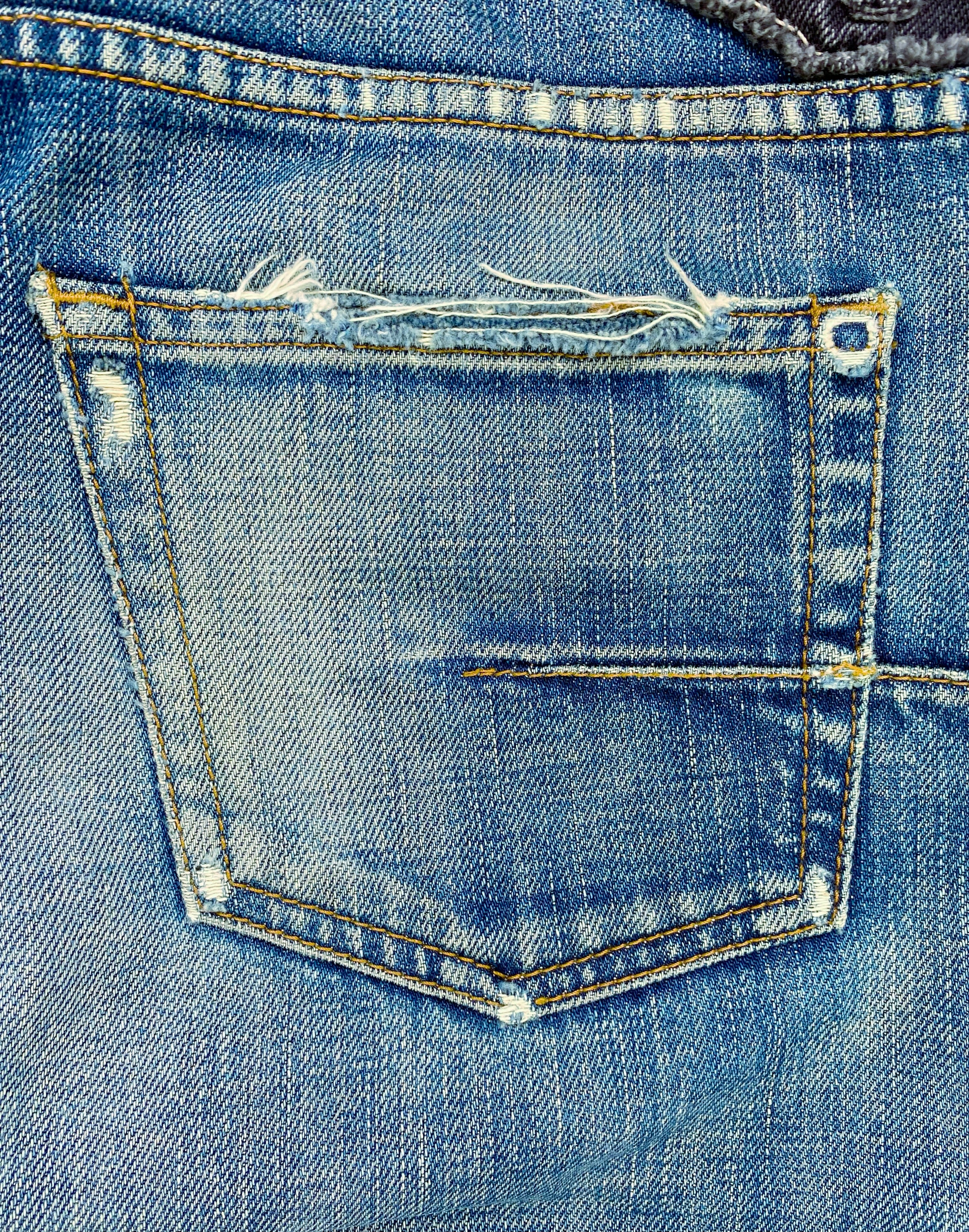 AW06 Dior “Cummerbund” Distressed Hybrid Denim