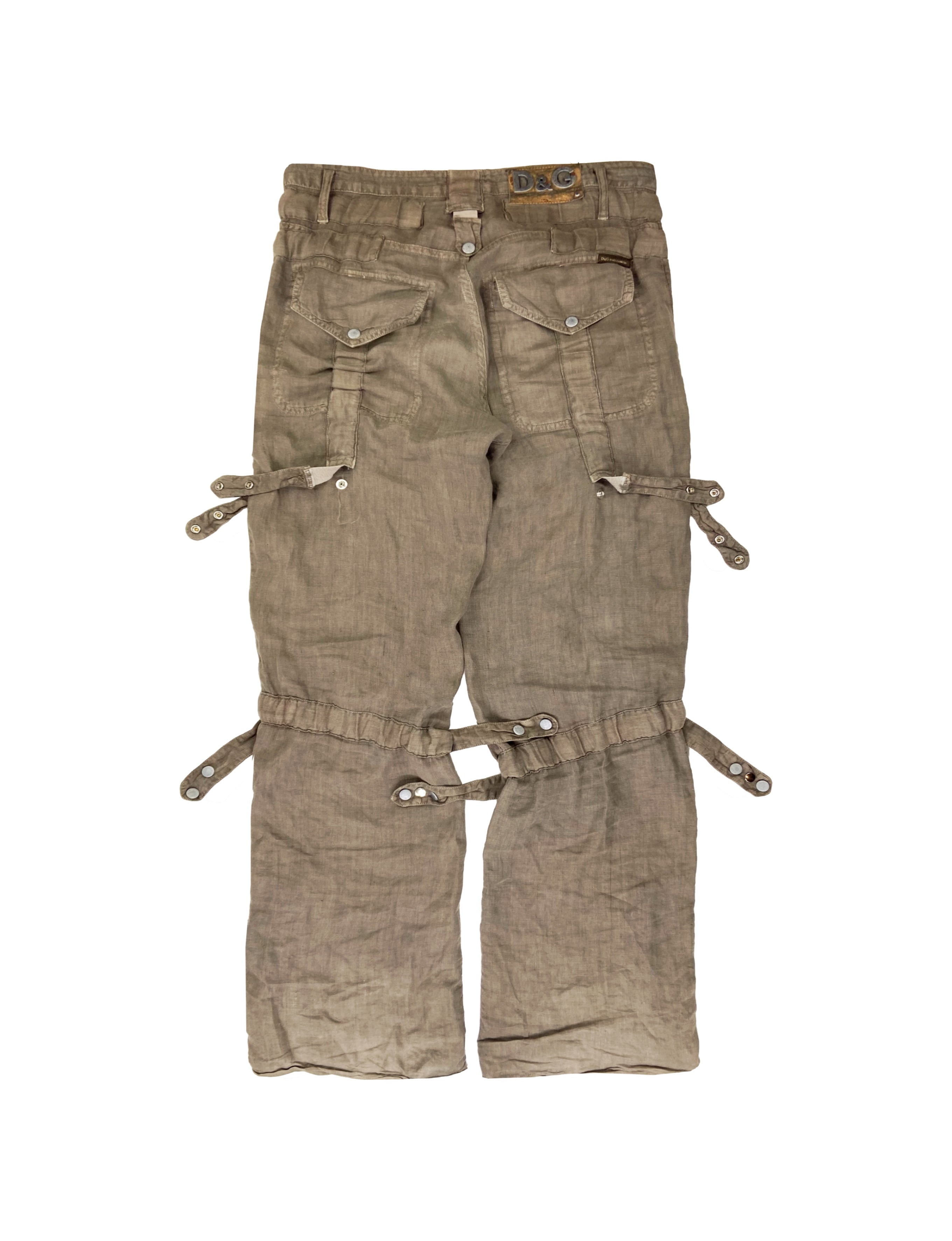 2000’s Dolce &amp; Gabbana Bondage Strap Linen Cargos
