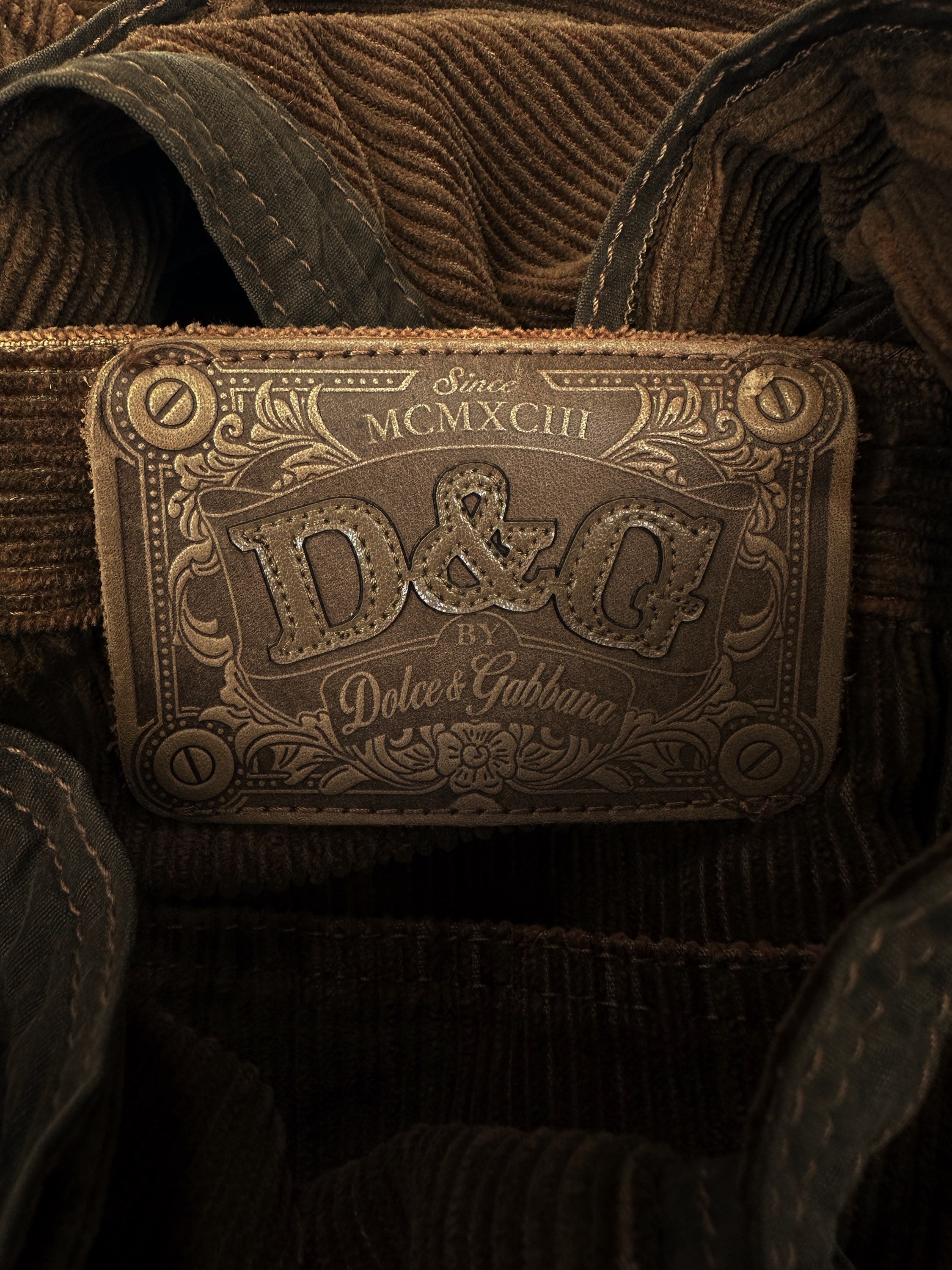 00s Dolce &amp; Gabbana Brown Corduroy ‘Belted’ Wide Leg Pants