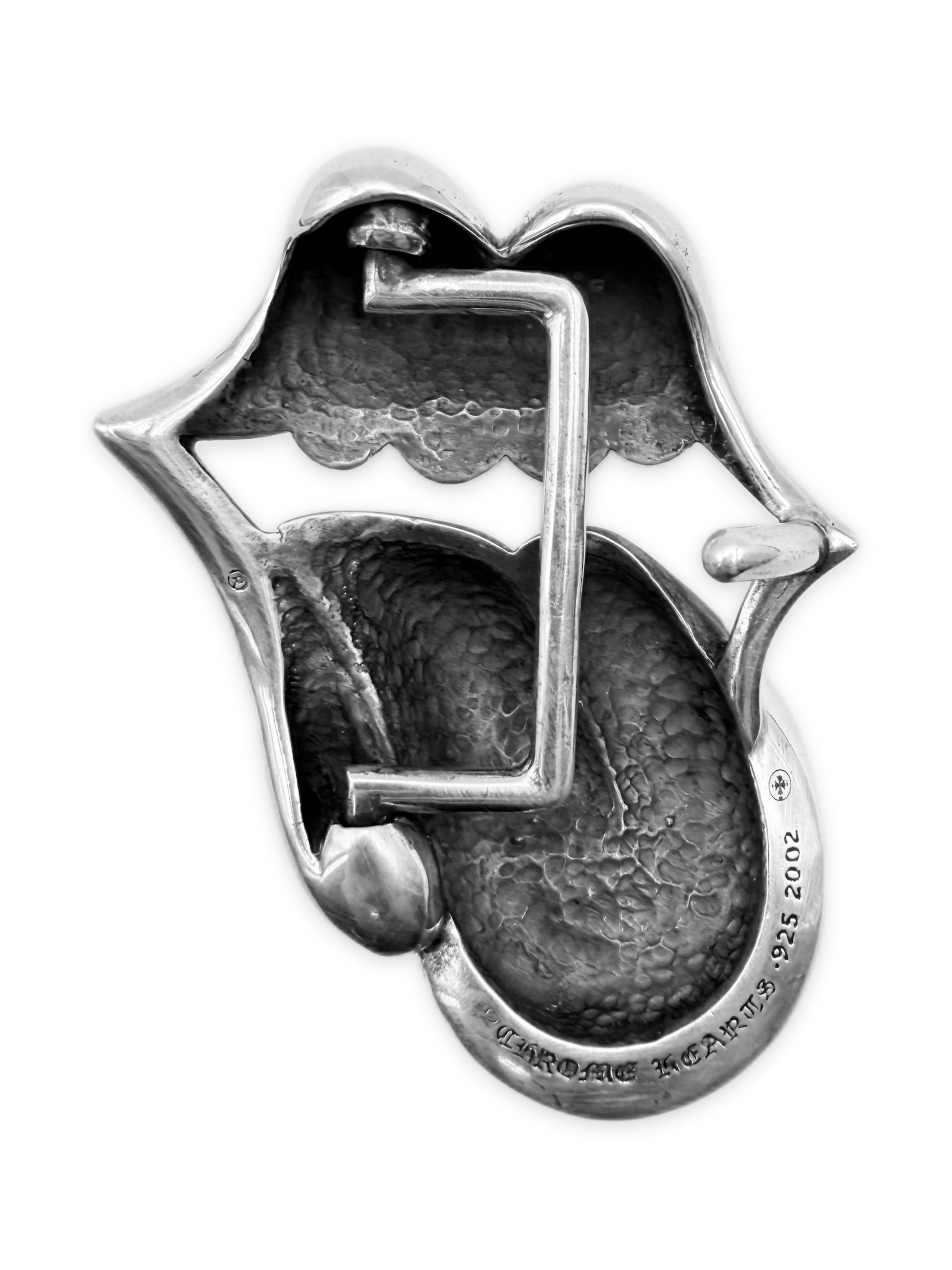 Chrome Hearts  ‘Tongue &amp; Lips’ Rolling Stones .925 Silver Belt Buckle