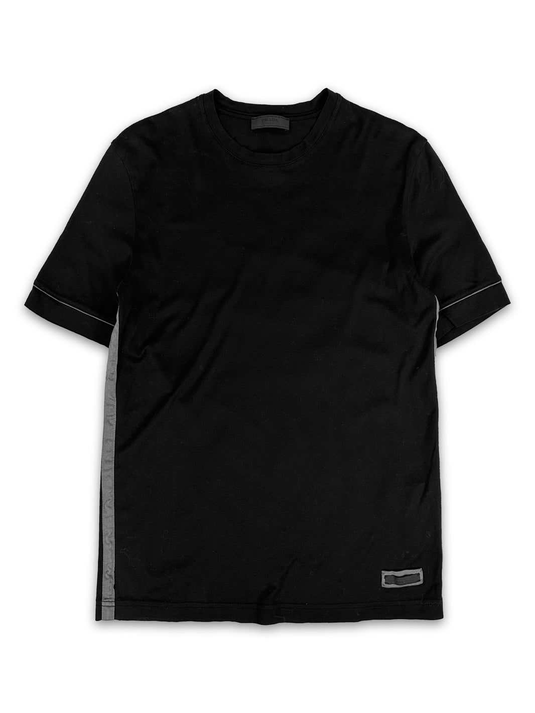 Prada Black ‘Striped’ Patch Logo T-Shirt