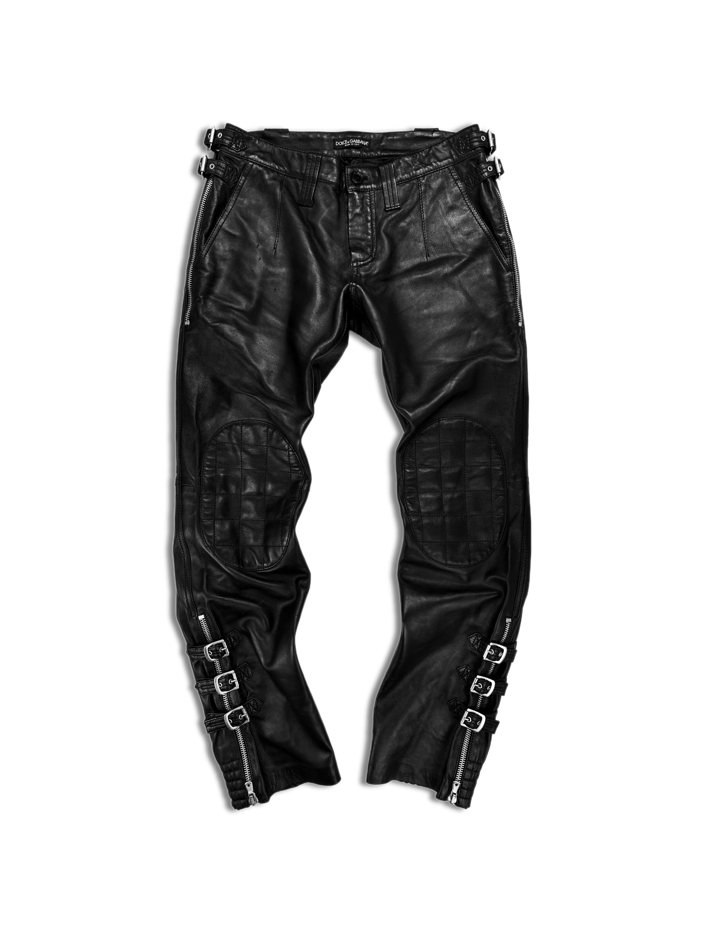 AW03 Dolce &amp; Gabbana ‘Bondage’ Sheepskin Belted Biker Pants