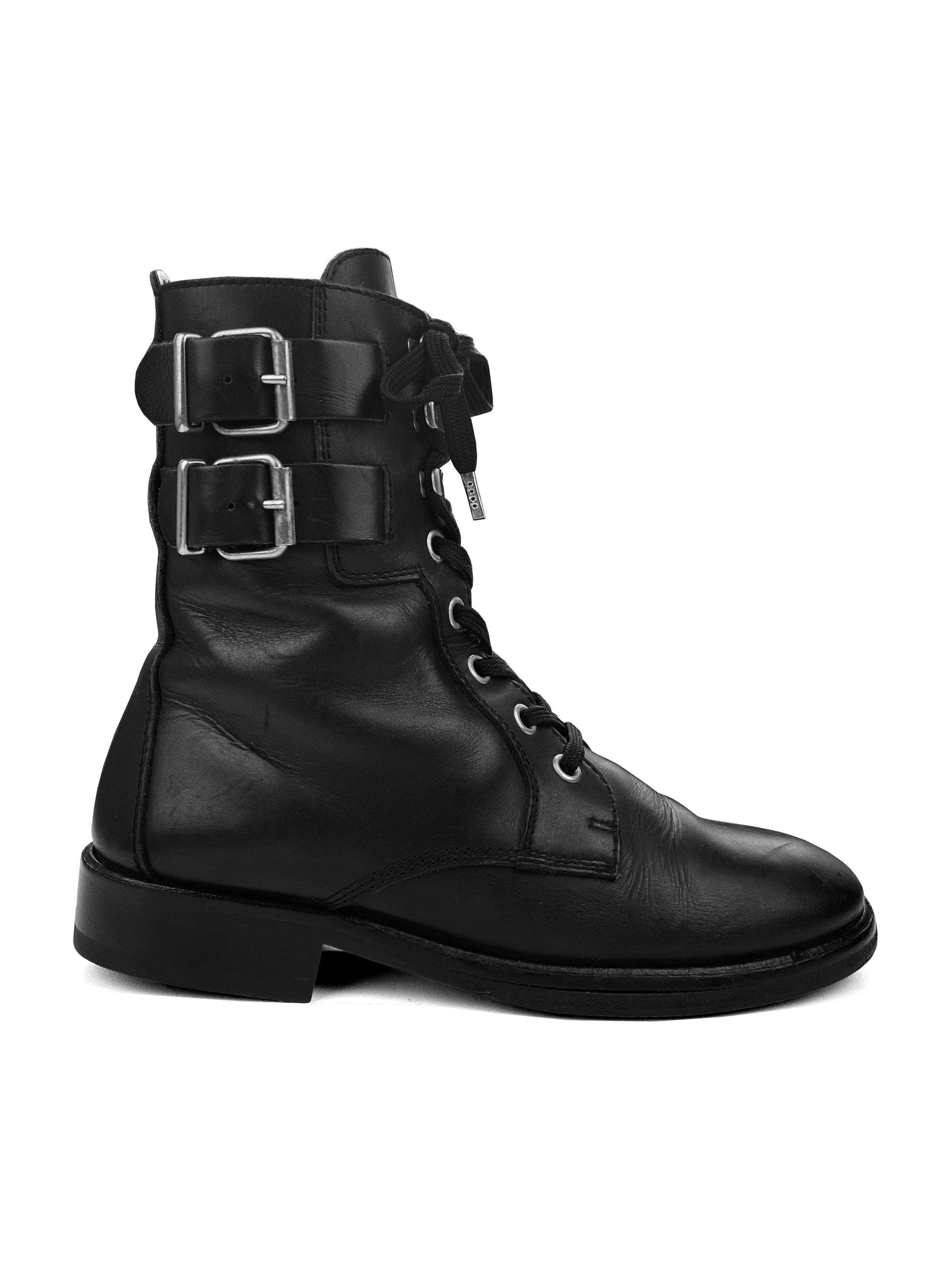 AW06 Raf Simons Leather Belted Combat Boots