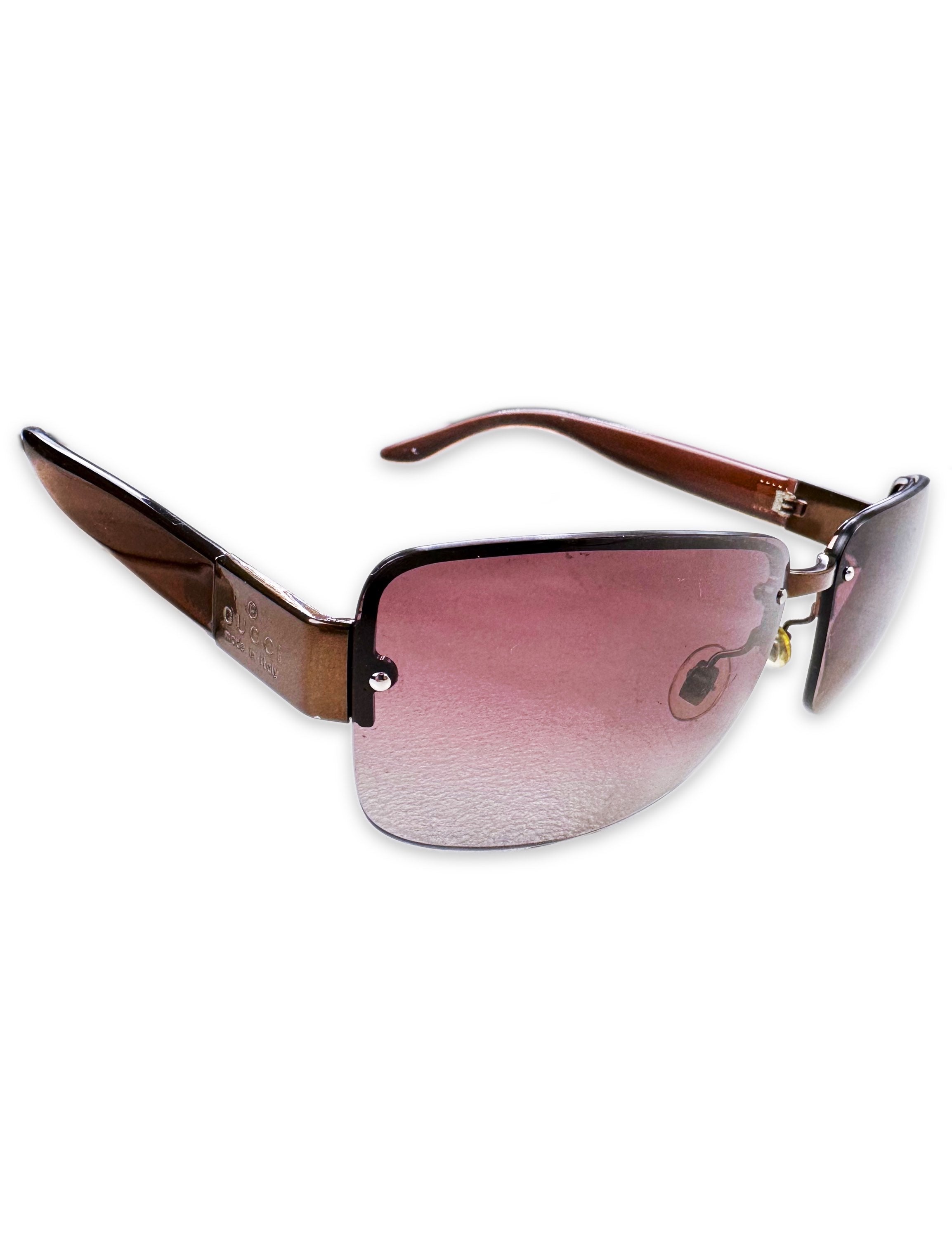 00s Gucci Rose Tint Rimless Boxy Sunglasses