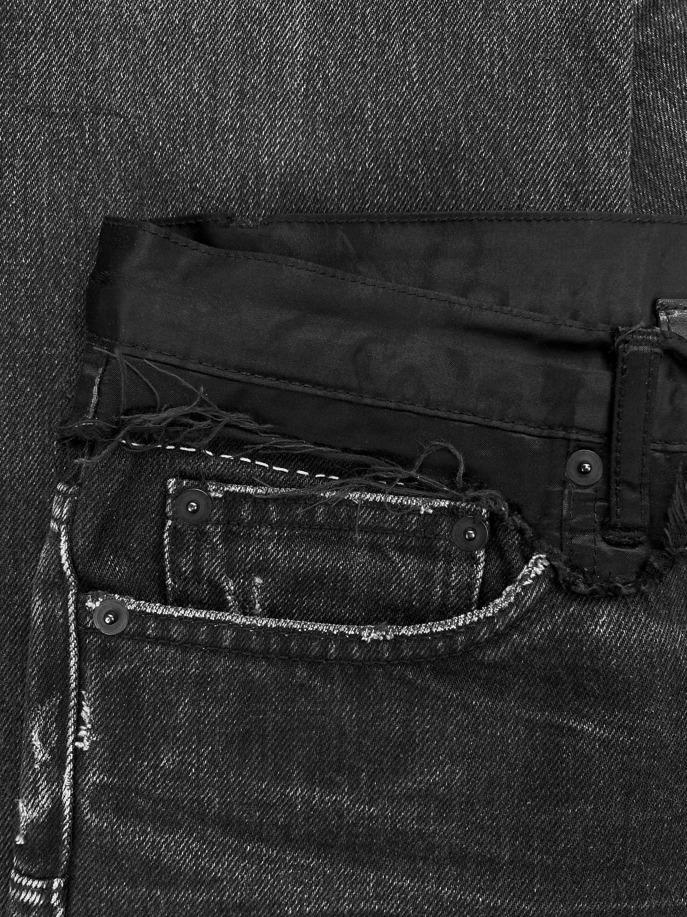 AW06 Dior by Hedi Slimane “Cummerbund” Distressed Hybrid Denim