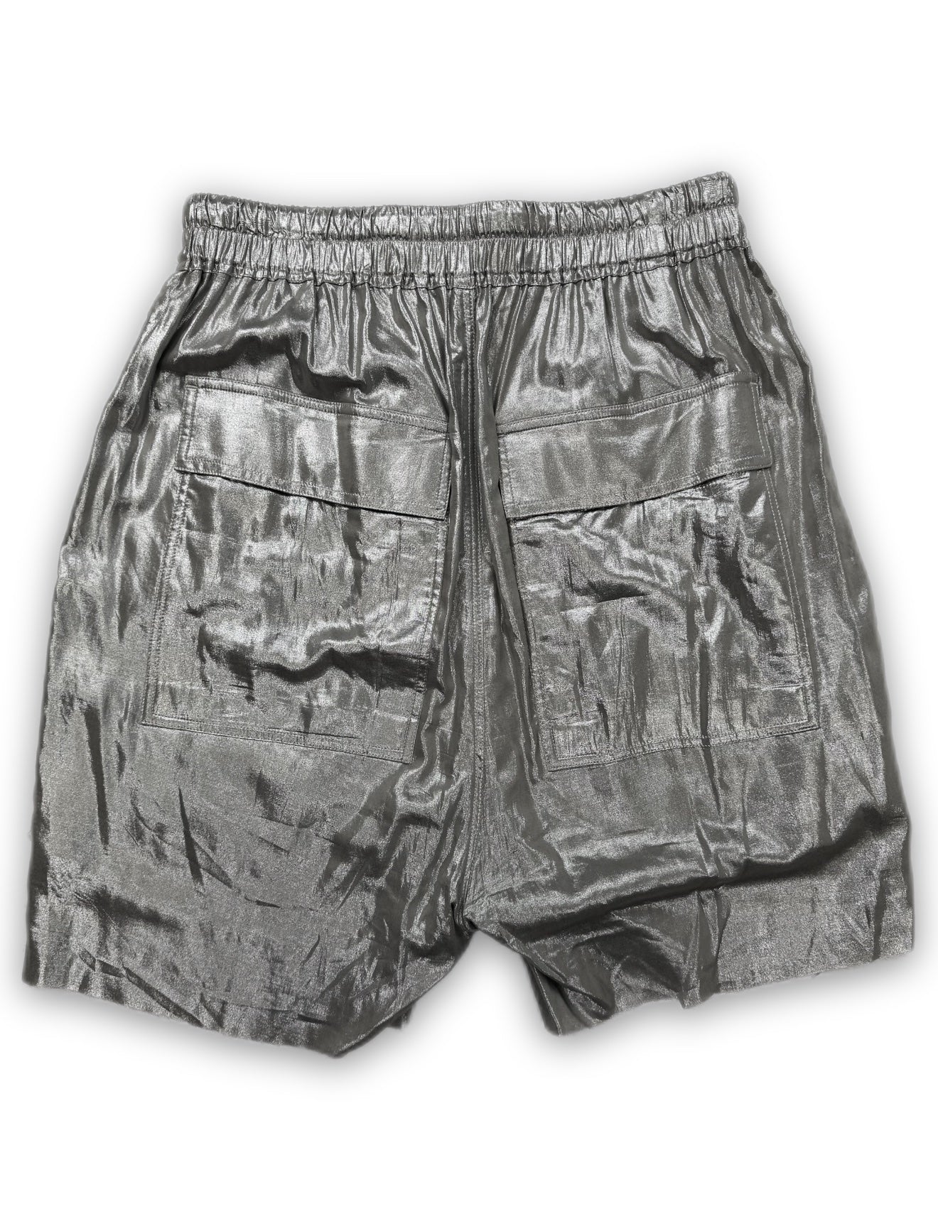 SS22 Rick Owens ‘Fogachine’ Metallic Silver Boxing Shorts