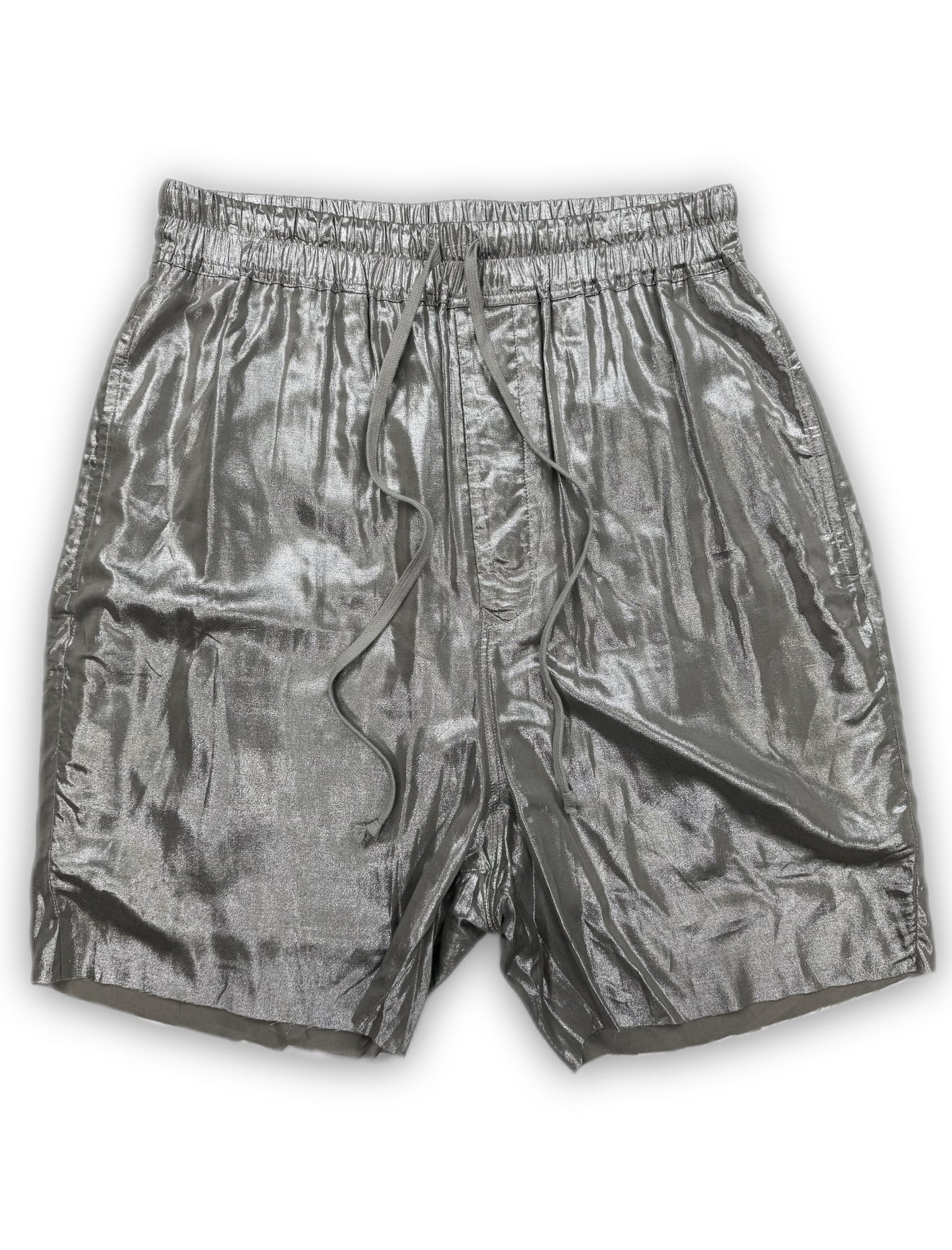 SS22 Rick Owens ‘Fogachine’ Metallic Silver Boxing Shorts