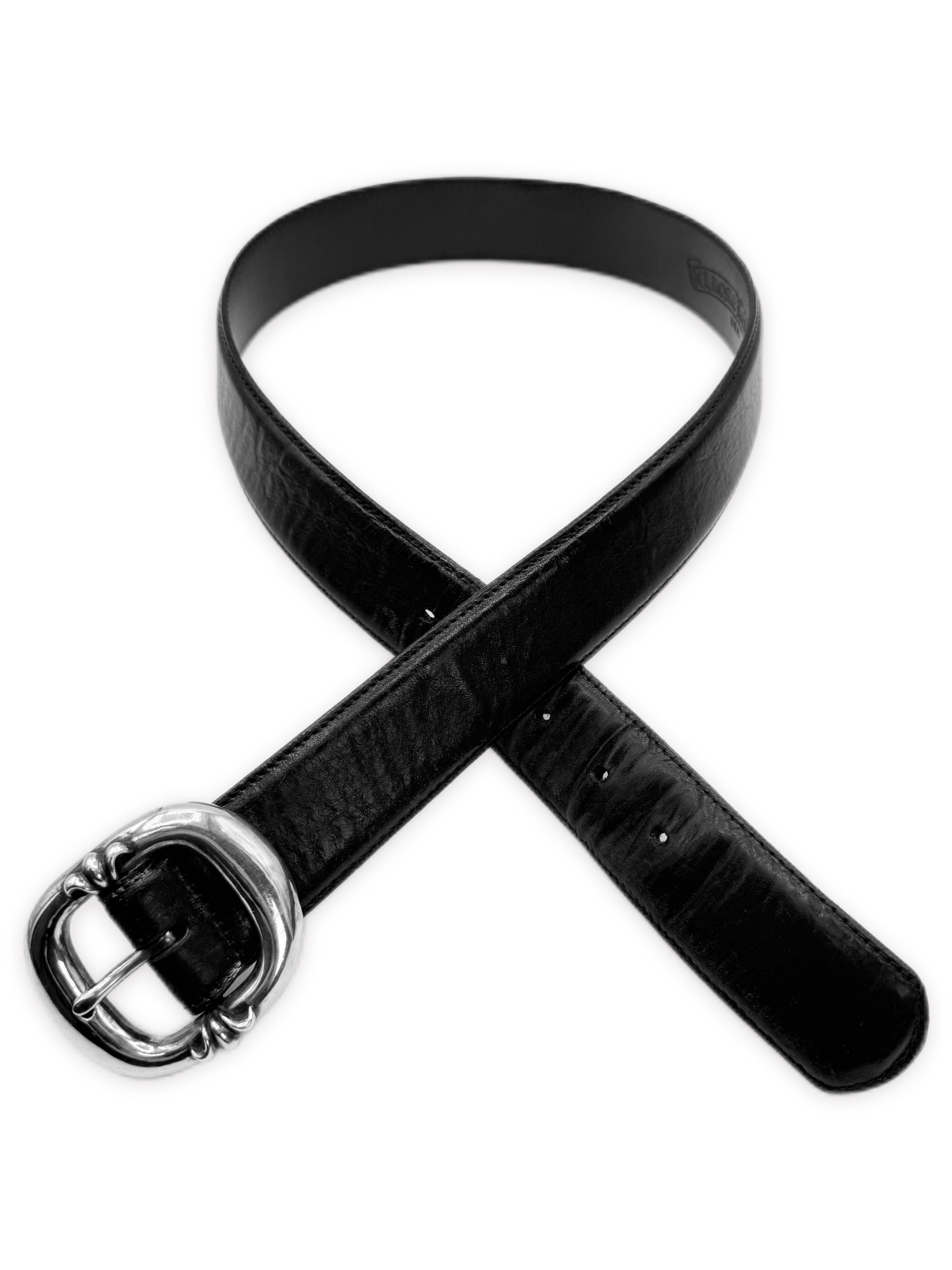 Chrome Hearts 1.5 inch Gunslinger .925 Silver Black Leather Belt