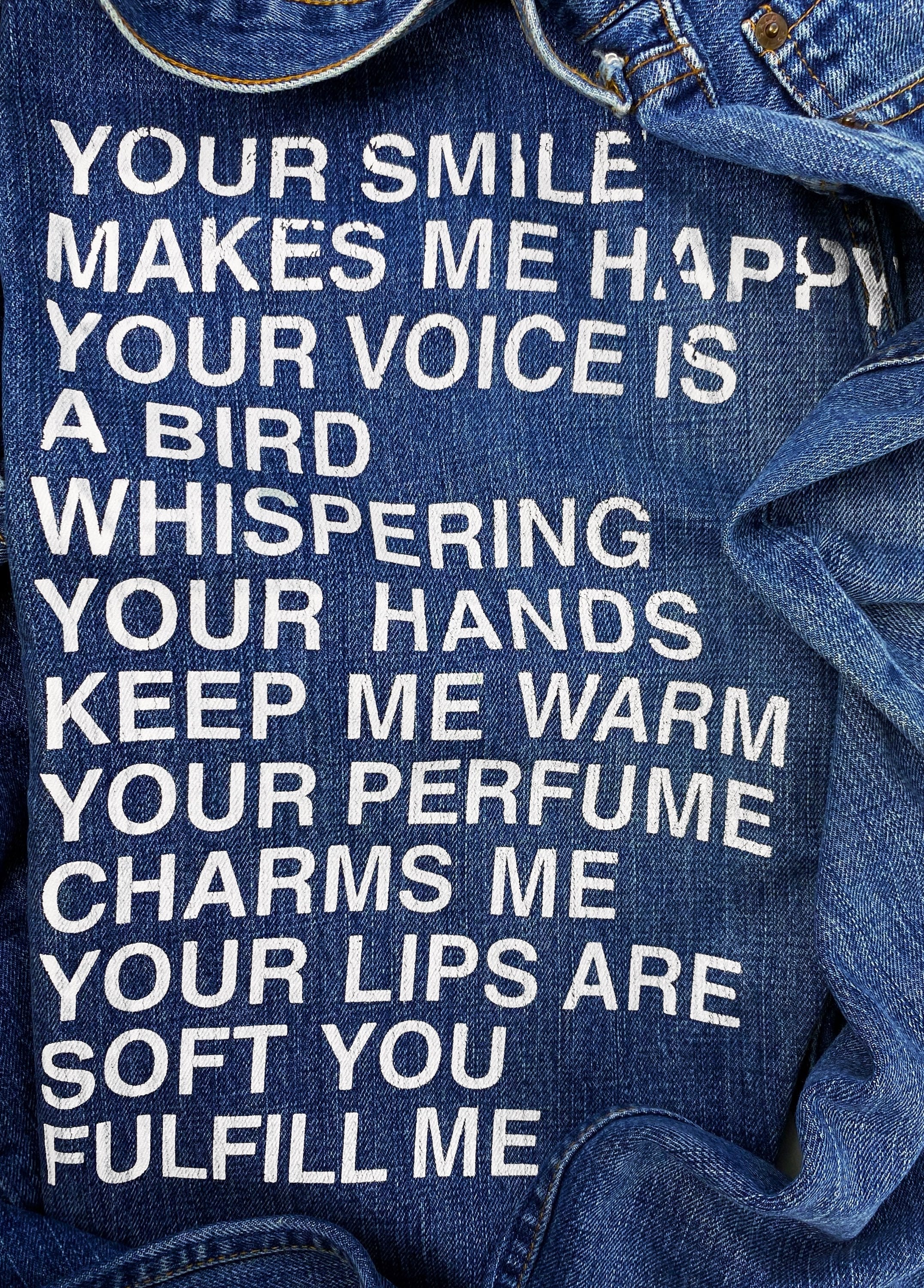 SS02 Junya Watanabe ‘Fulfill Me’ Poem Indigo Full Print Denim