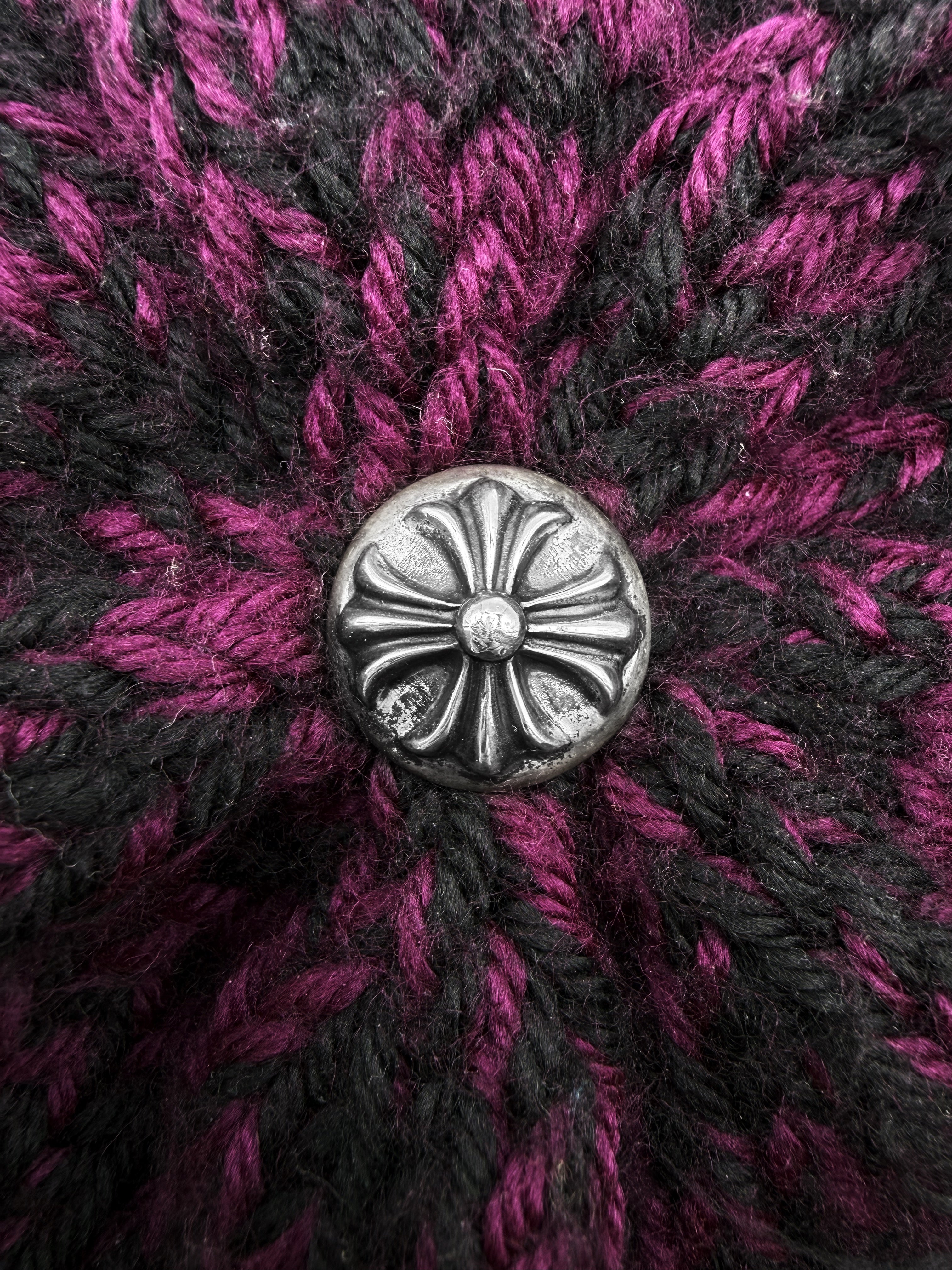 Chrome Hearts Purple Gradient Leather Triple Cross Patch .925 Beanie