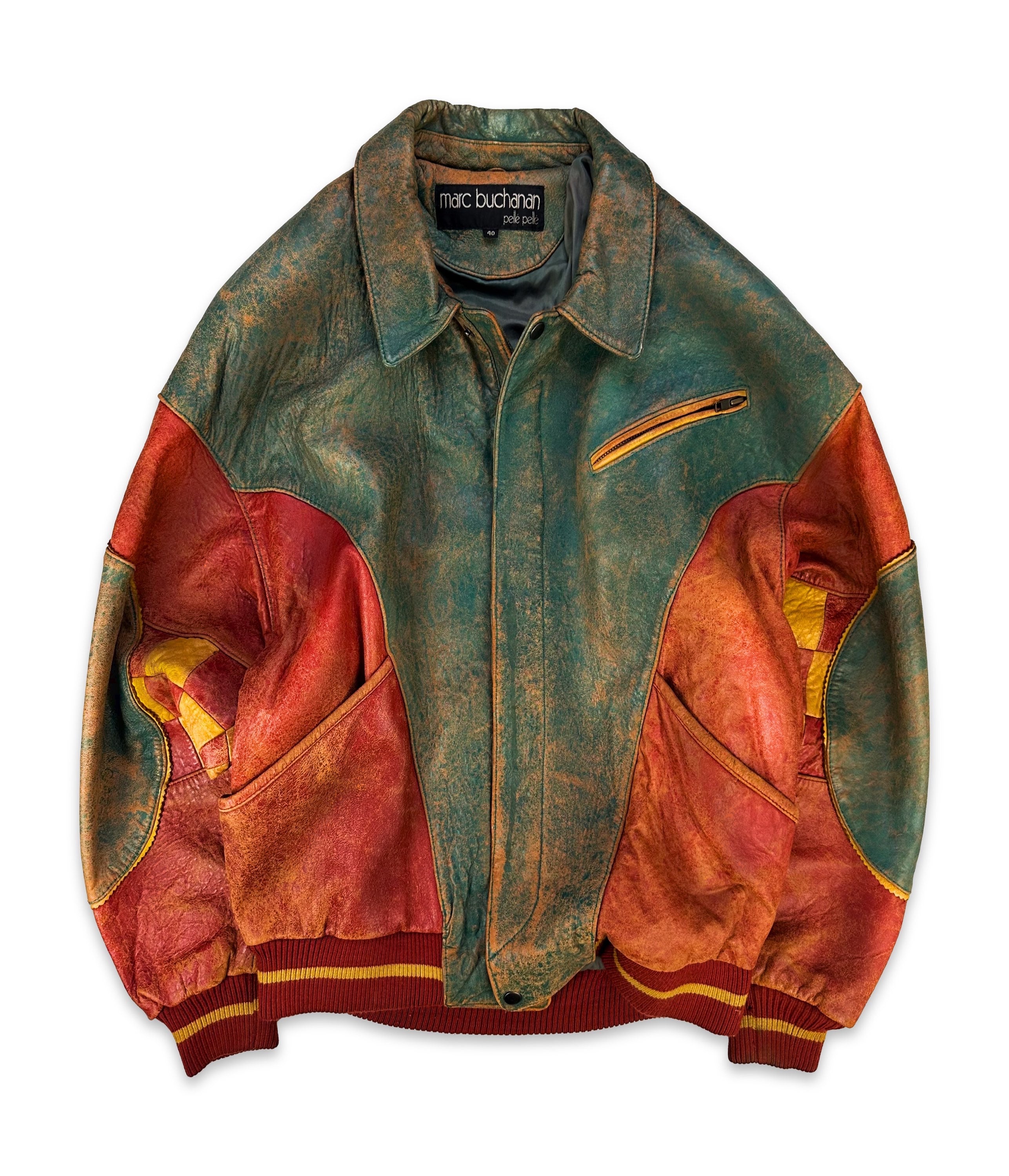 90s Pelle Pelle ‘Soda Club’ Patched Checkered Bomber Jacket