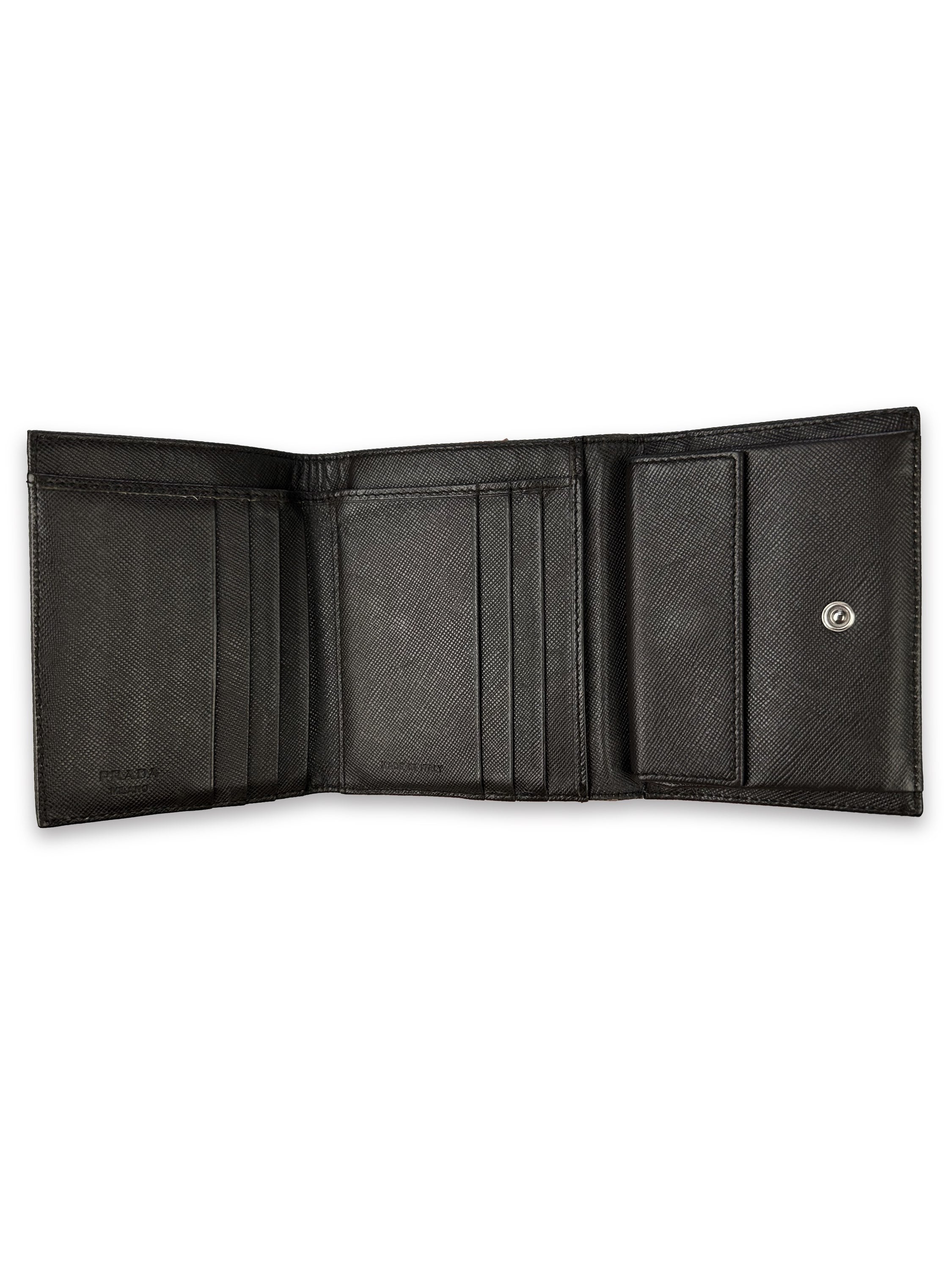 Prada Triangle Logo Tonal Trifold Wallet