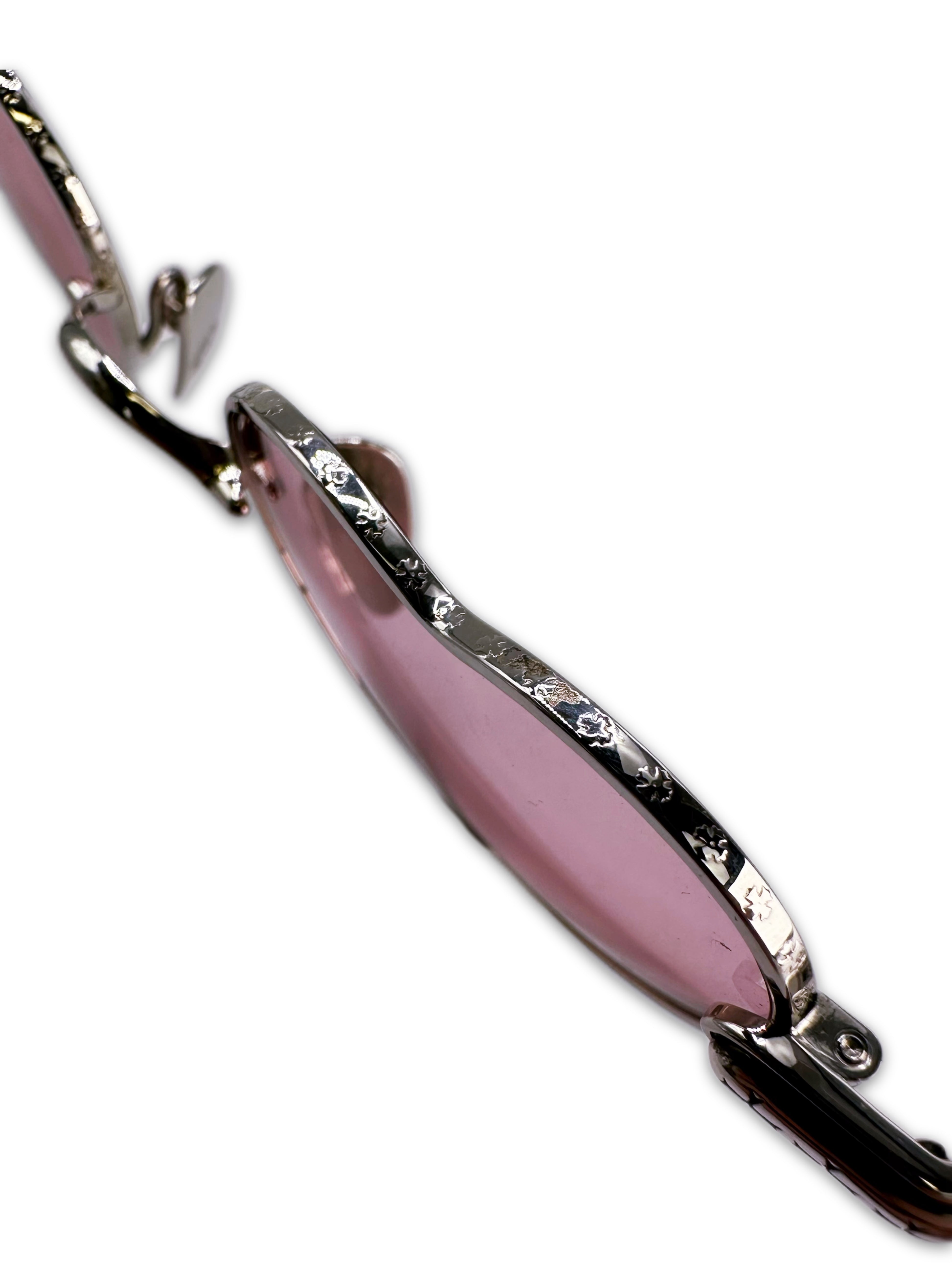 Chrome Hearts ‘Bean’ Pink Tint Heart Sunglasses + Cheetah Case