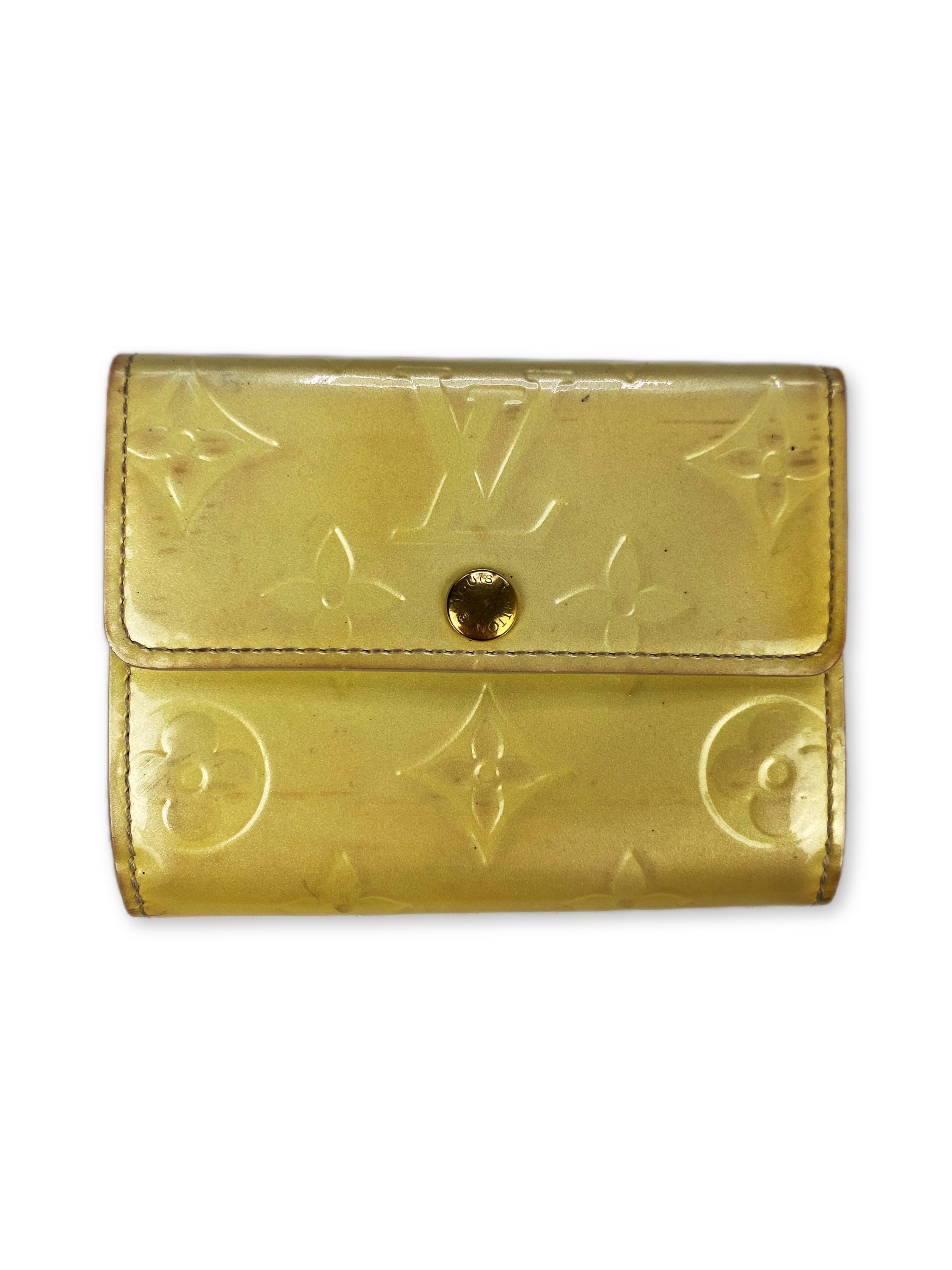 00s Louis Vuitton Yellow Embossed LV Monogram Fold Wallet