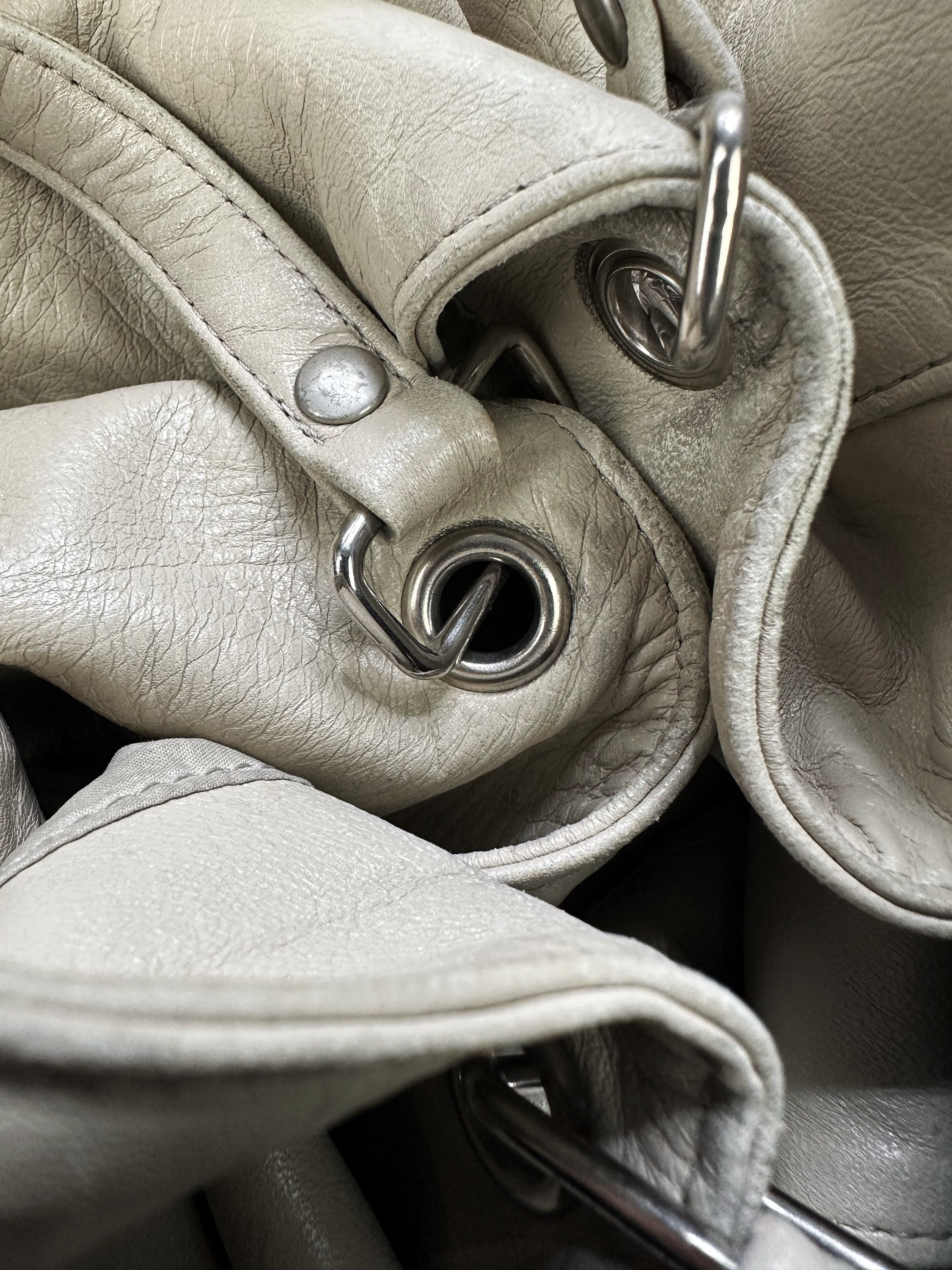 AW99 Helmut Lang White Leather Eyelet Hand Bag