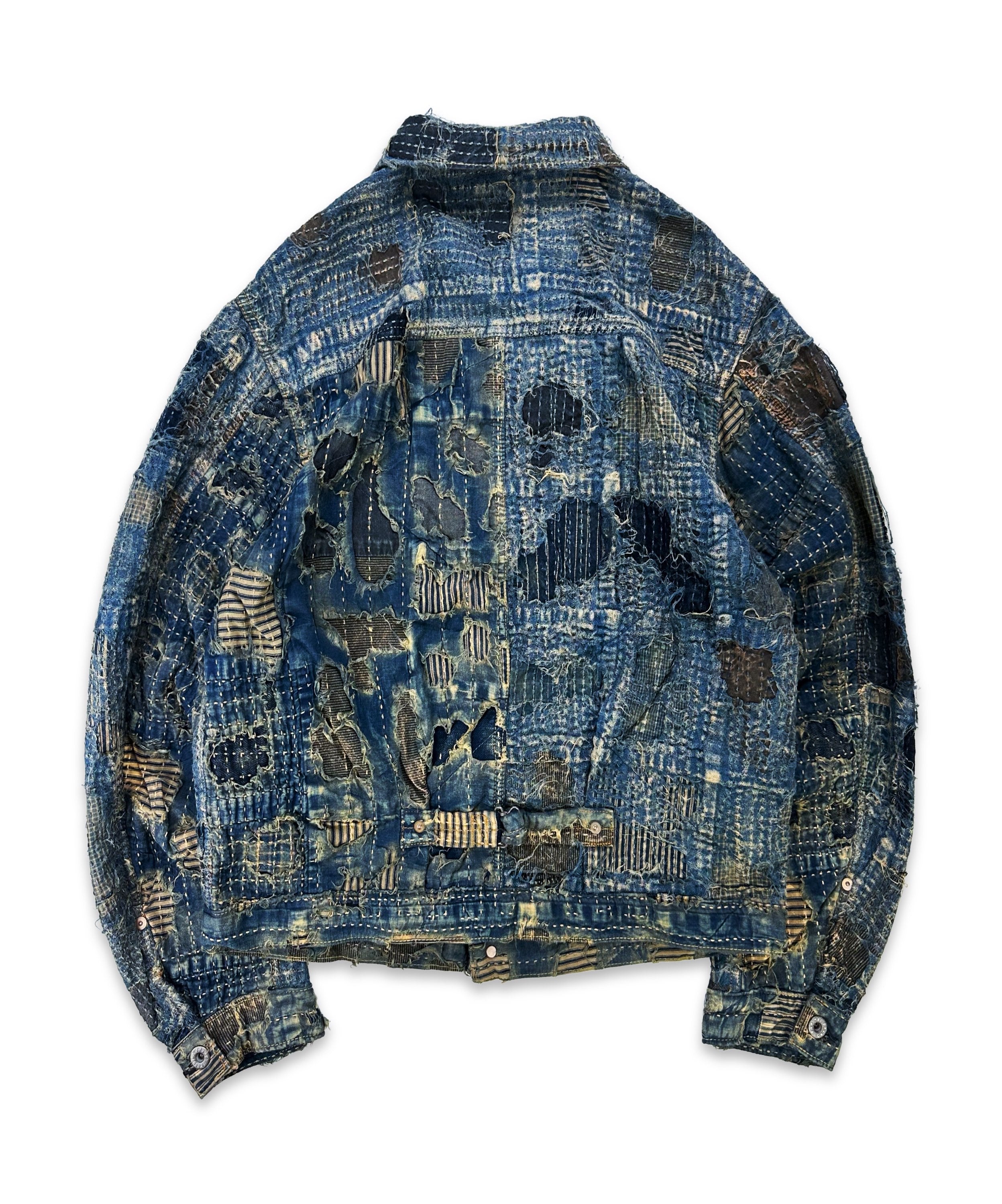 AW24 Kapital ‘Spring 1st’ Boro Stitch Blue Denim Trucker Jacket