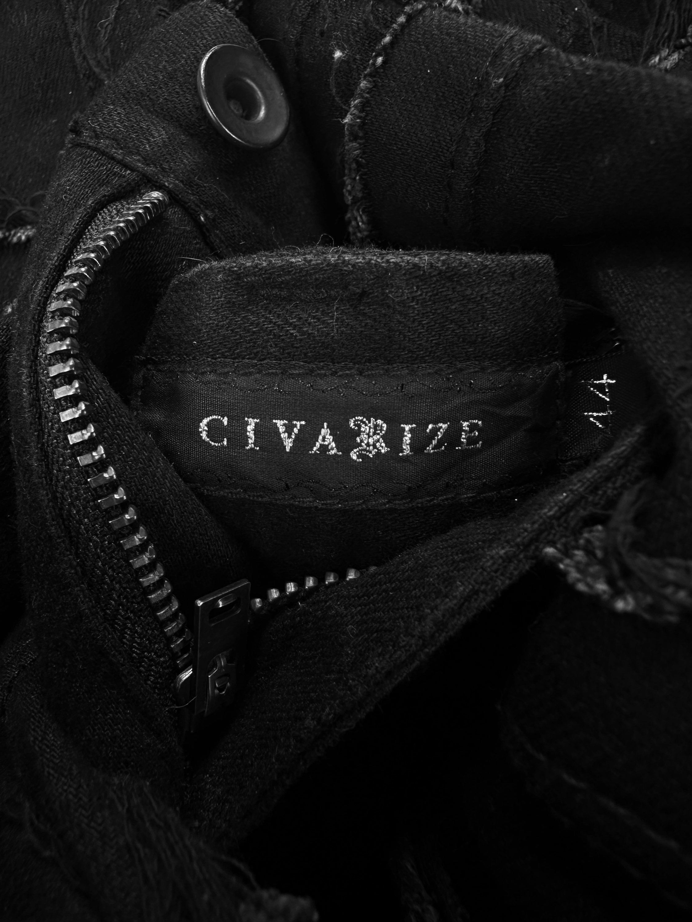 00s Civarize Black ‘Hagi’ Distressed Reconstructed Denim