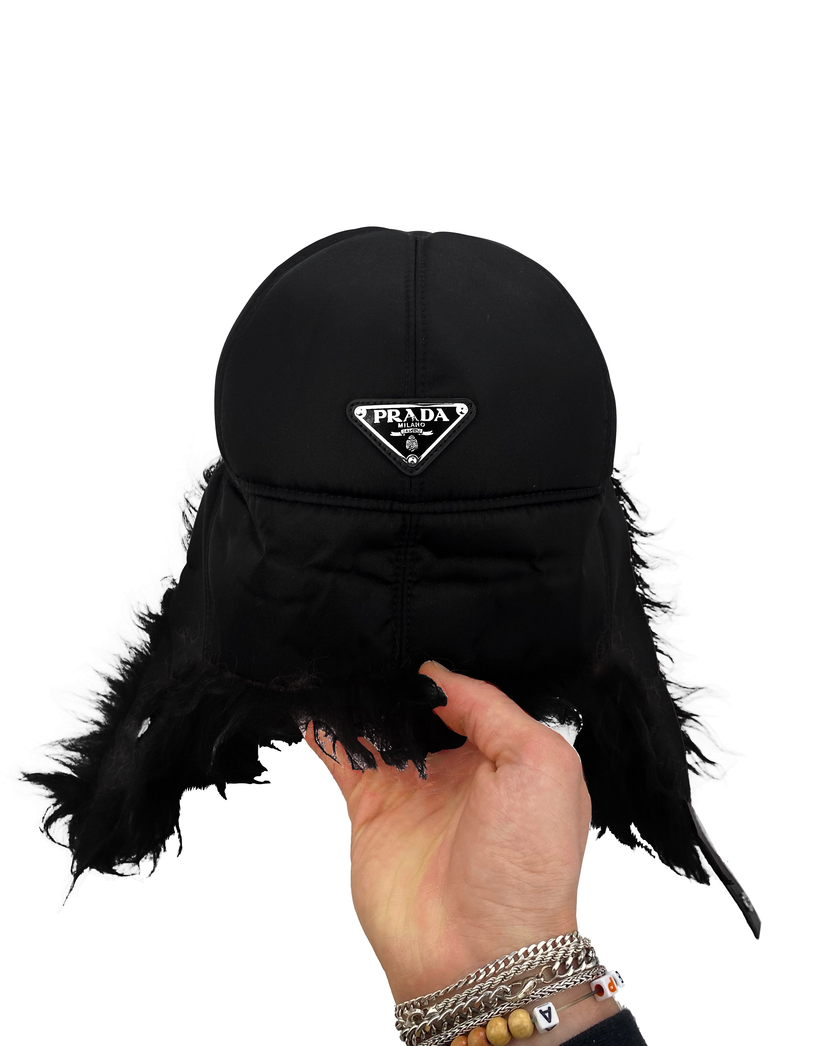 FW19 Prada Faux Fur Urshanka Nylon Trapper Hat