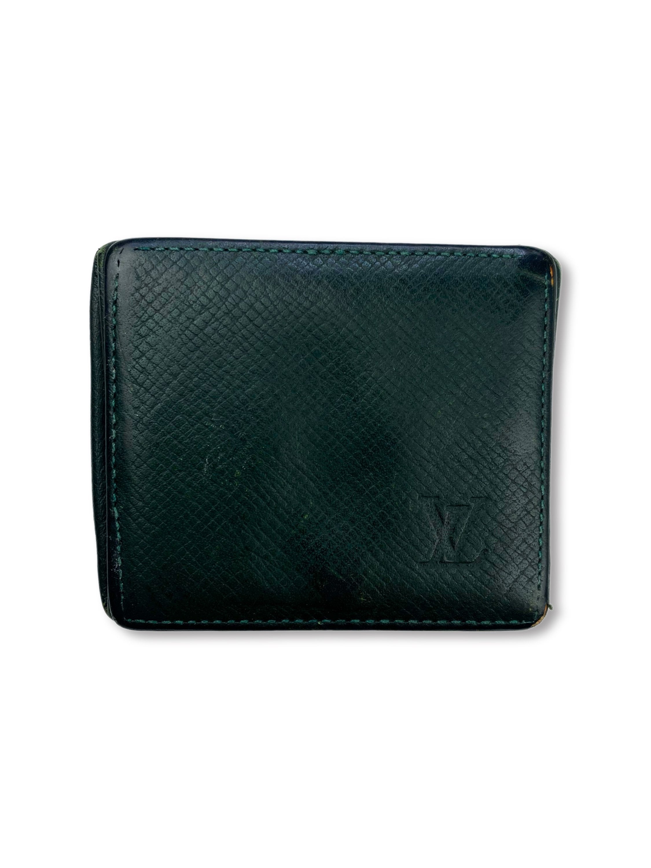 Louis Vuitton Embossed LV Logo Dark Green Coin Pouch