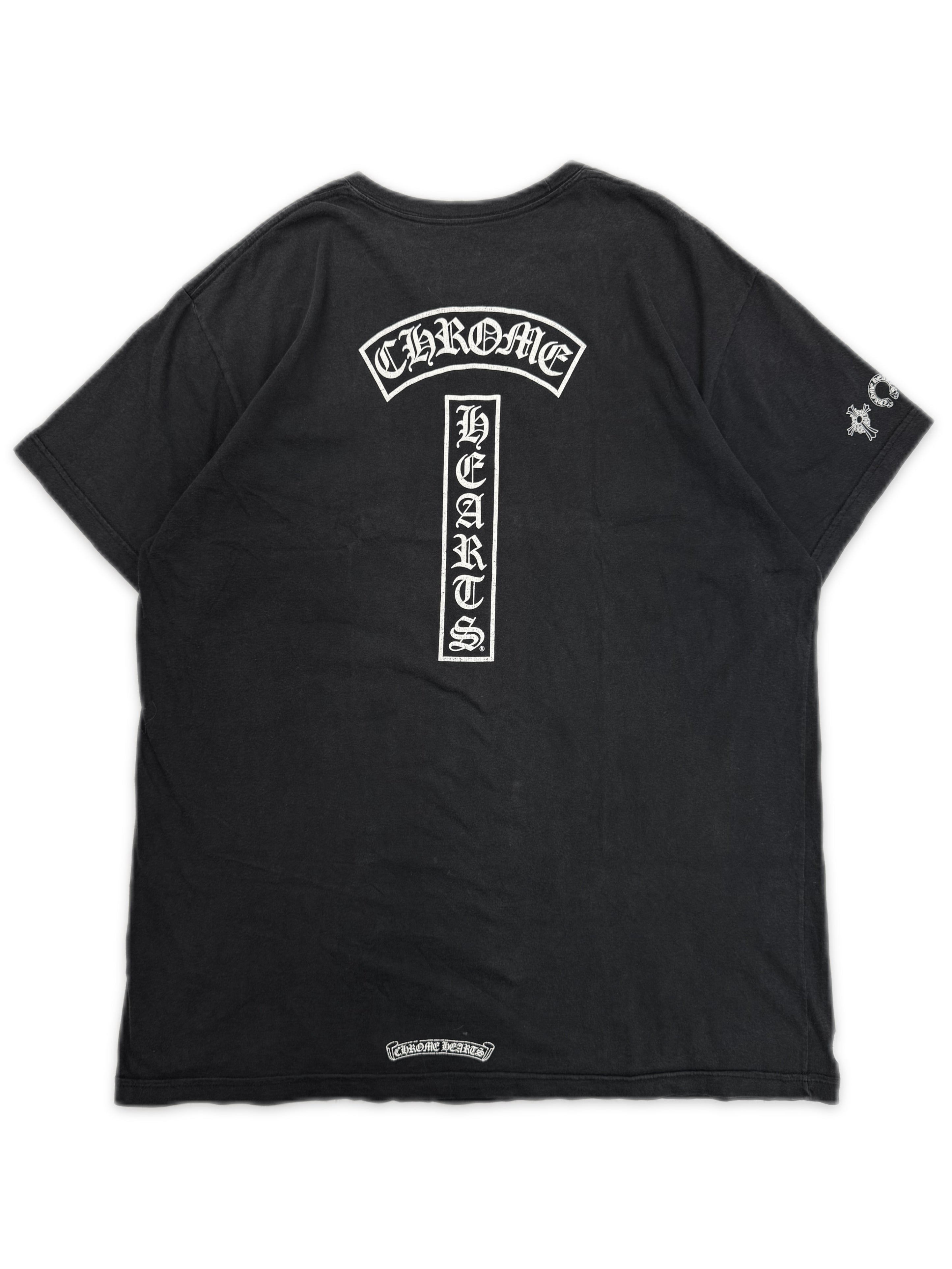 Chrome Hearts T Bar Triple Sleeve Logo Faded Vintage T-Shirt
