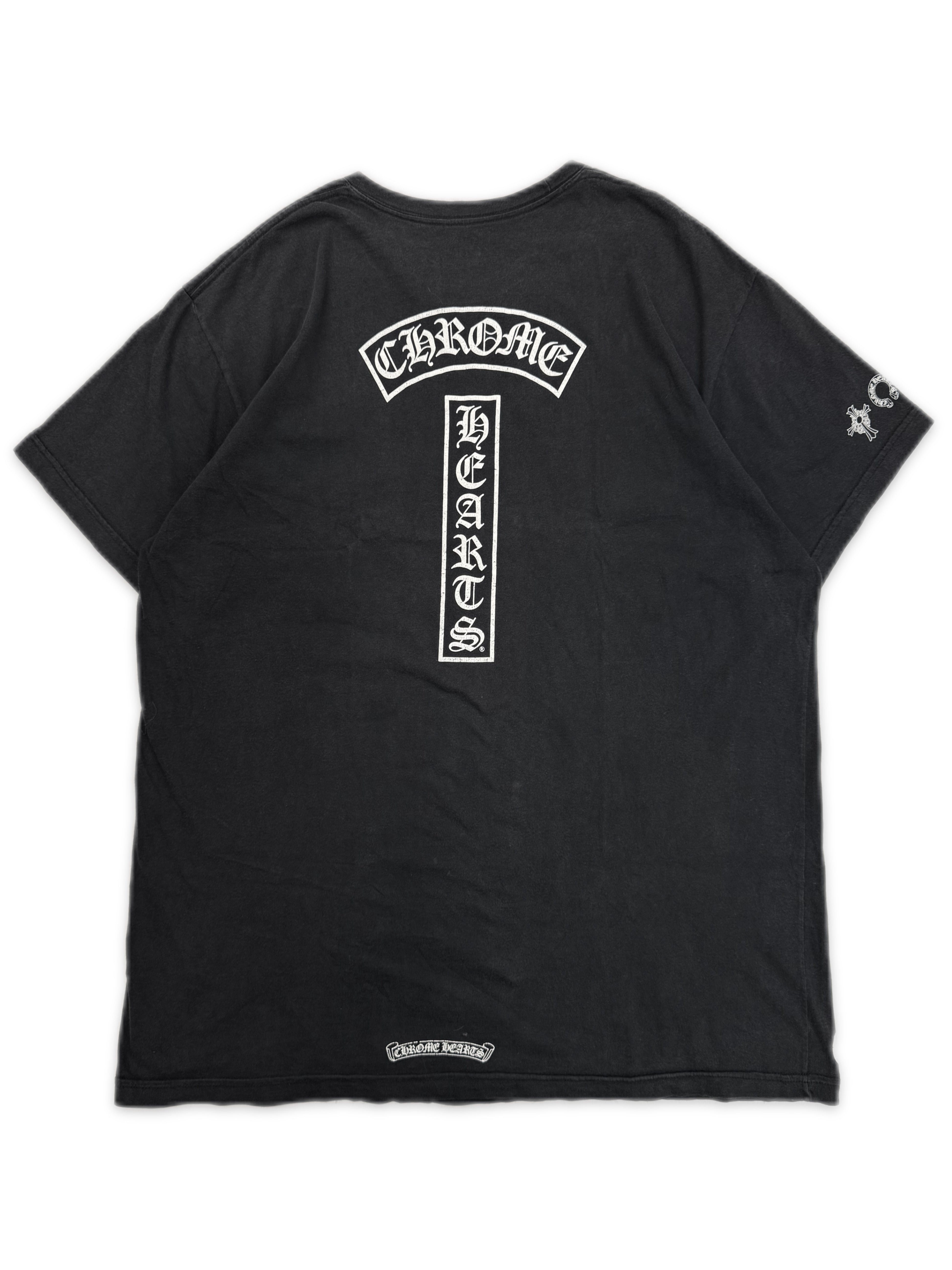 Chrome Hearts T Bar Triple Sleeve Logo Faded Vintage T-Shirt