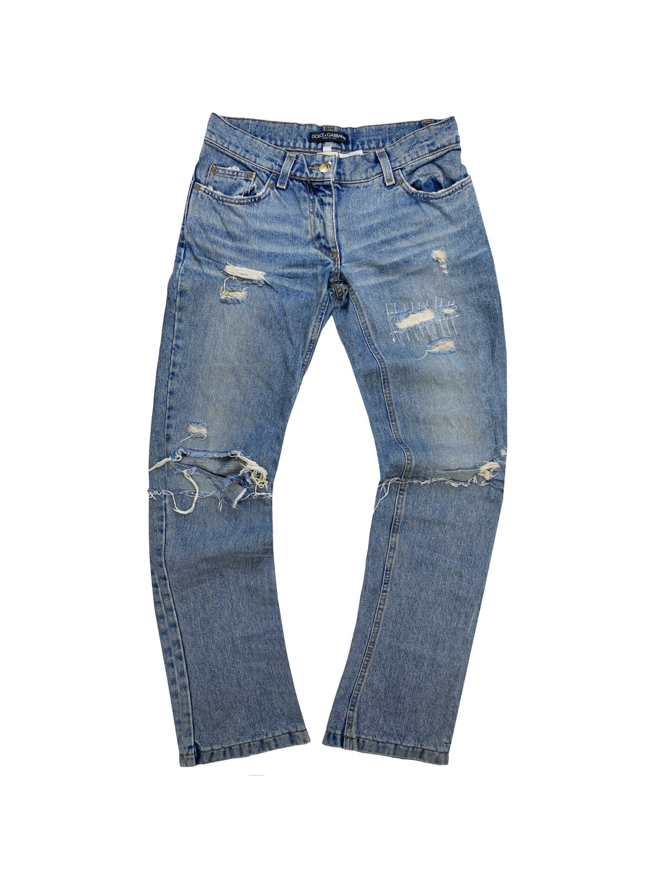 Dolce & Gabbana Light Wash Distressed Reworked Denim Jeans