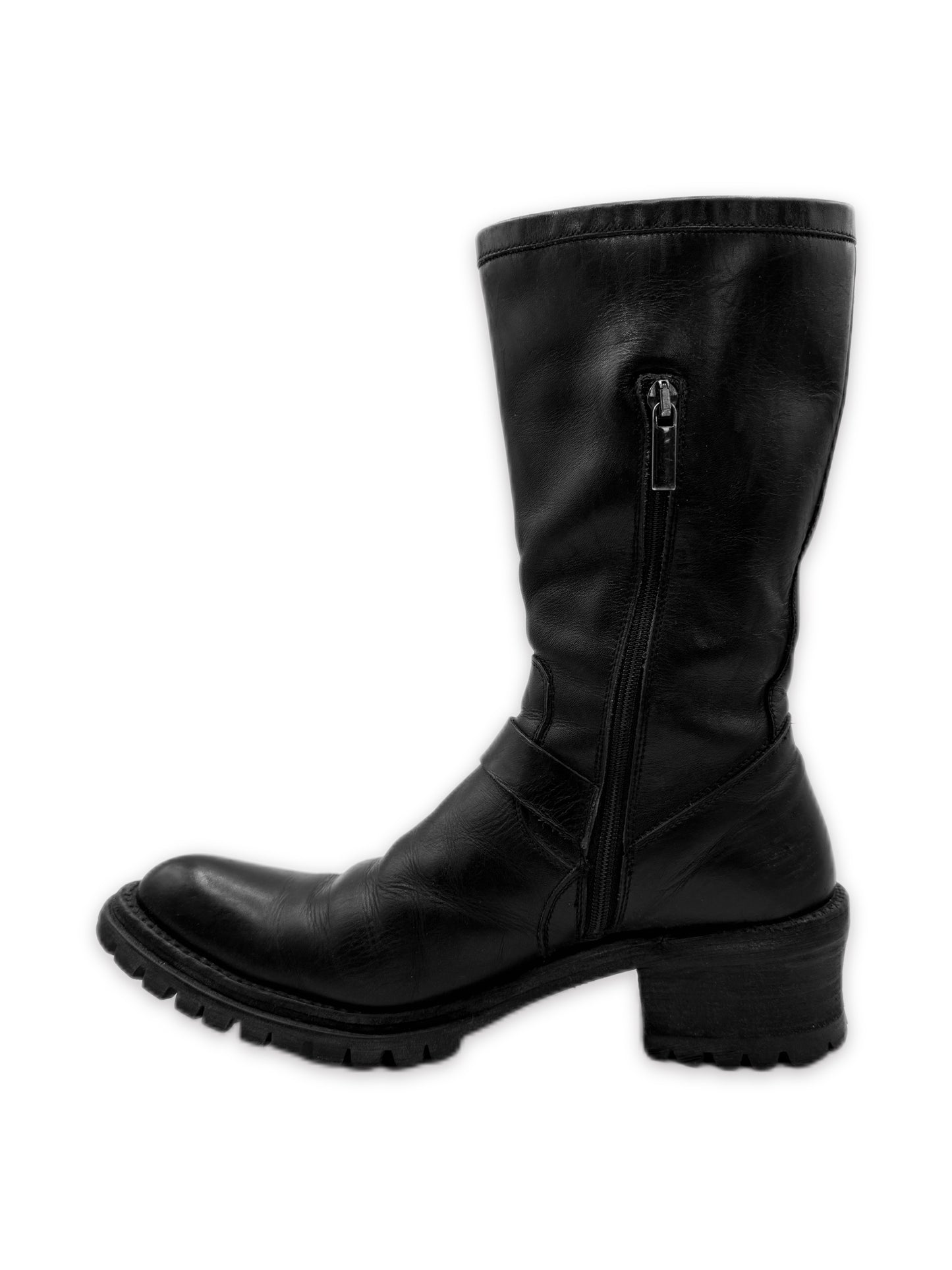 Chrome Hearts Gunslinger Buckle Dagger Pendant Black Leather Boots