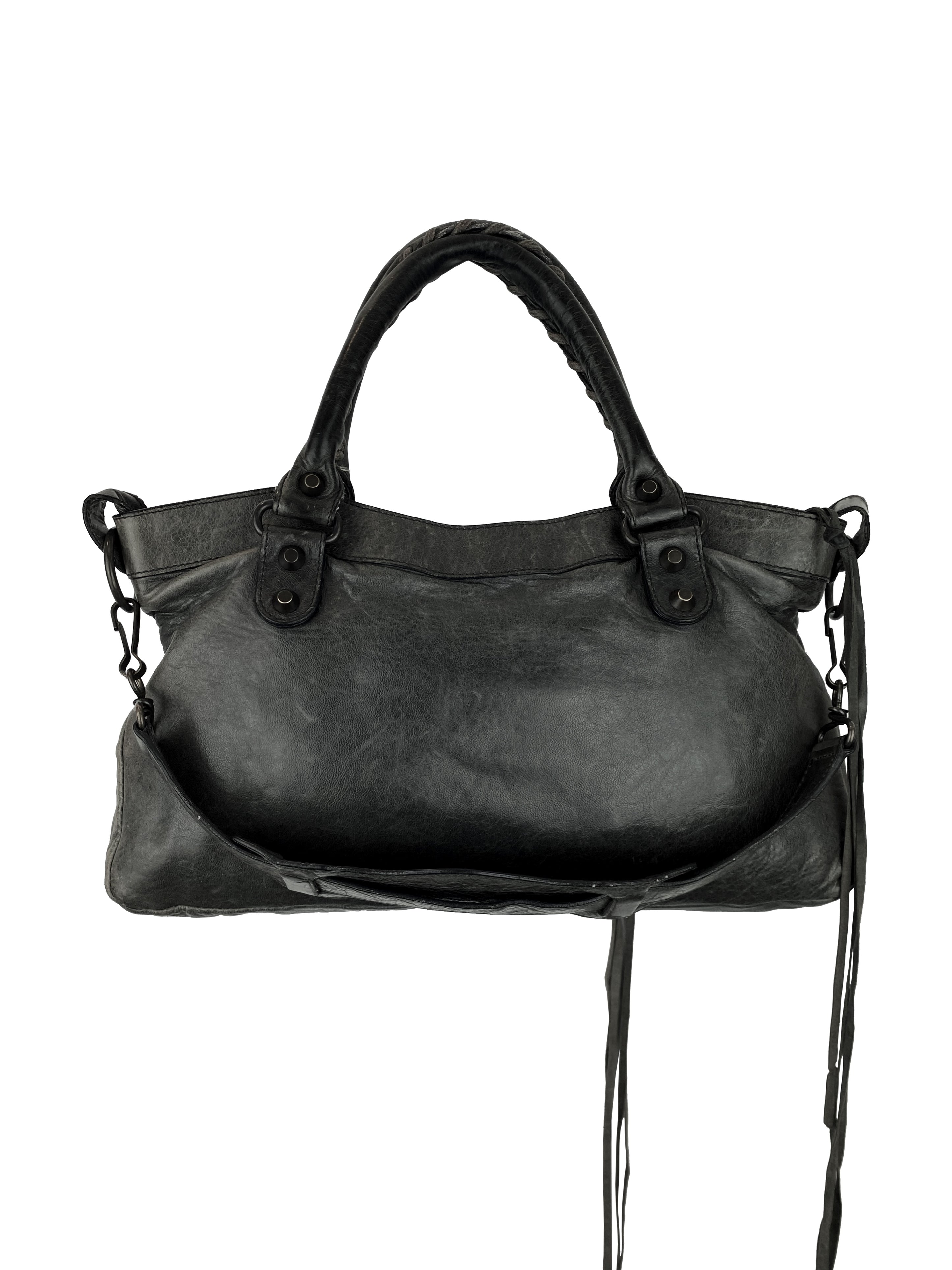 Balenciaga Lambskin Leather Tassel Weaved “City” Bag