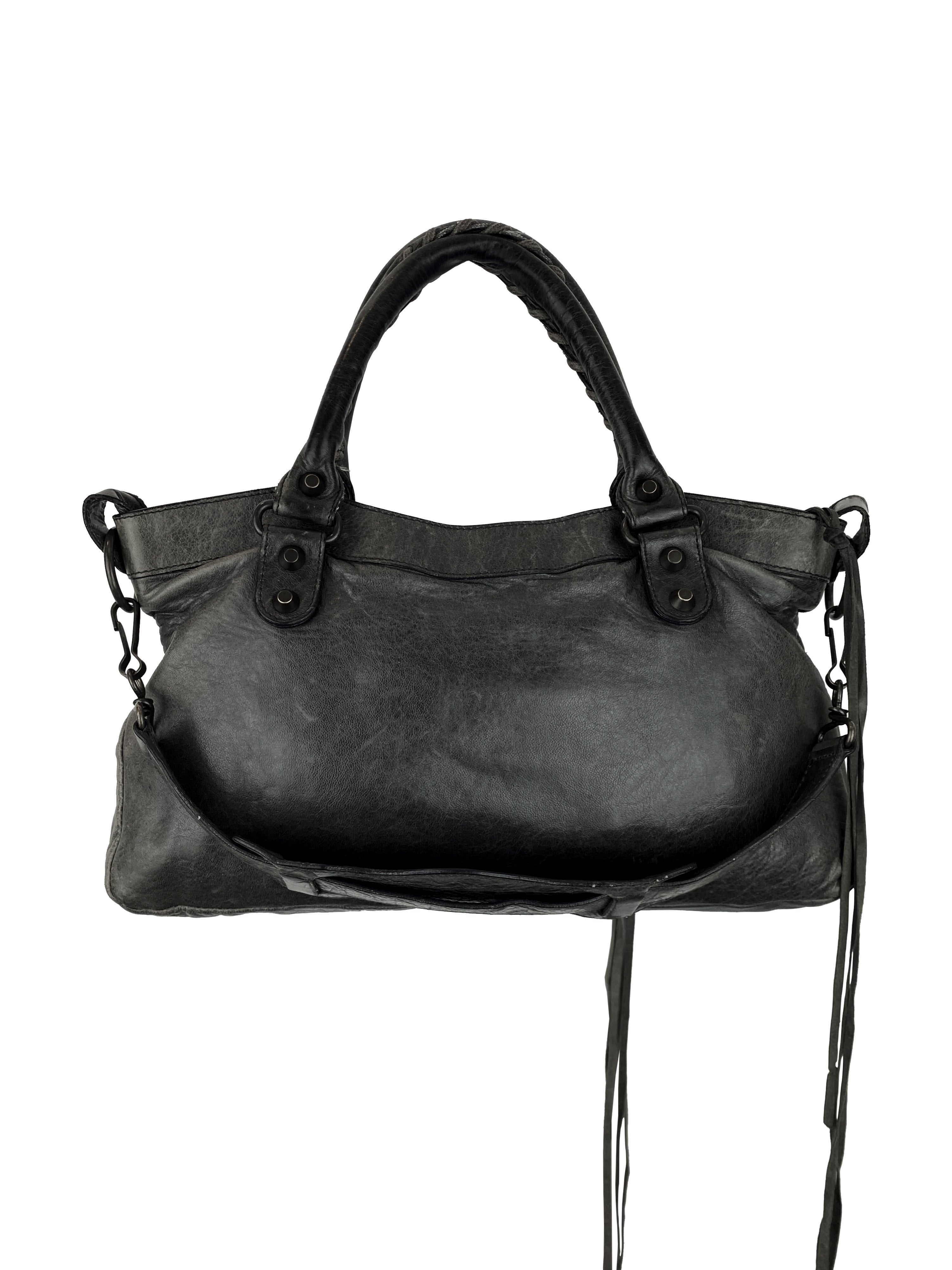 Balenciaga Lambskin Leather Tassel Weaved “City” Bag
